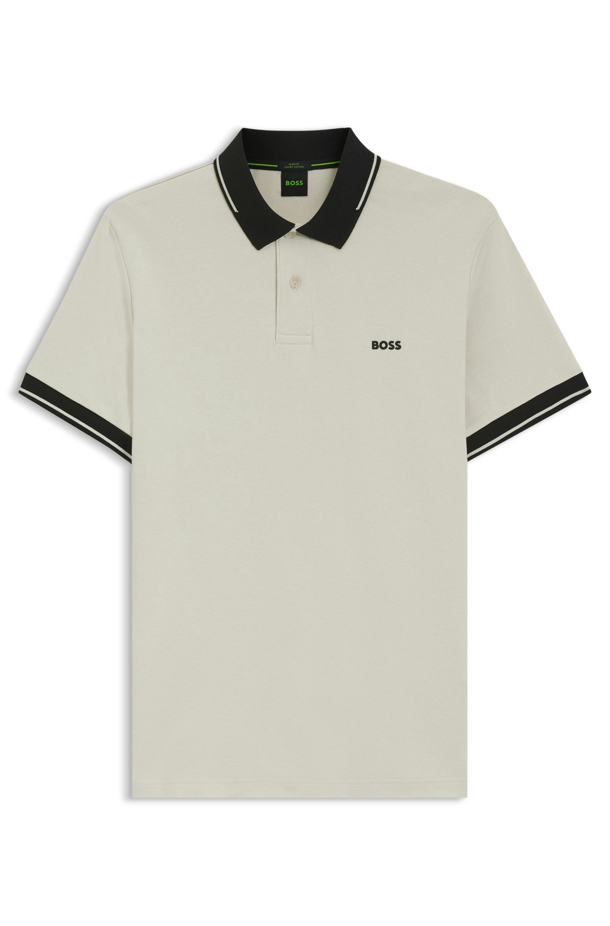 Bavlněné polotričko slim fit - Light Beige