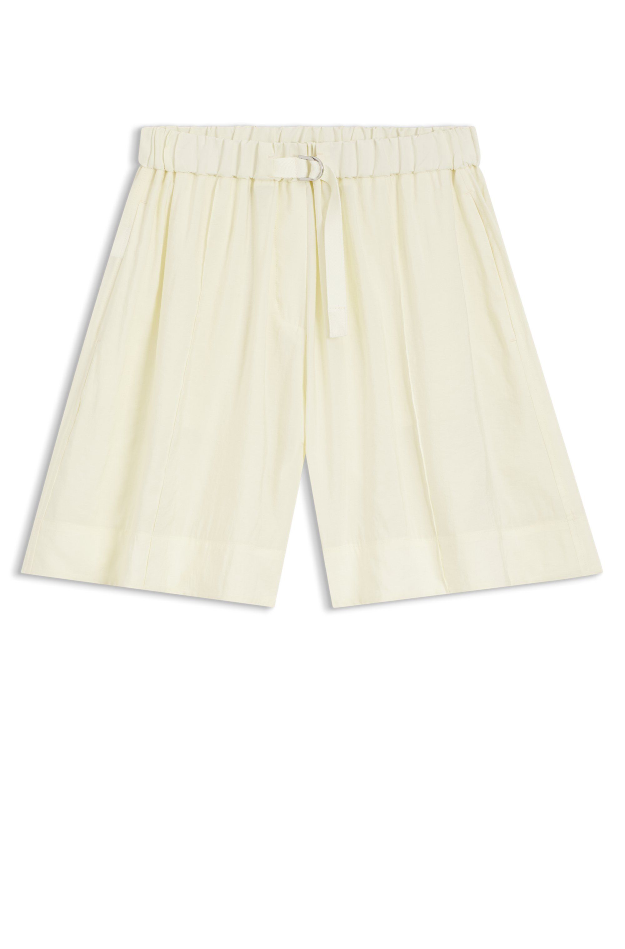 Bermudy s širokými nohavicemi a elastickým pasem - Open Beige