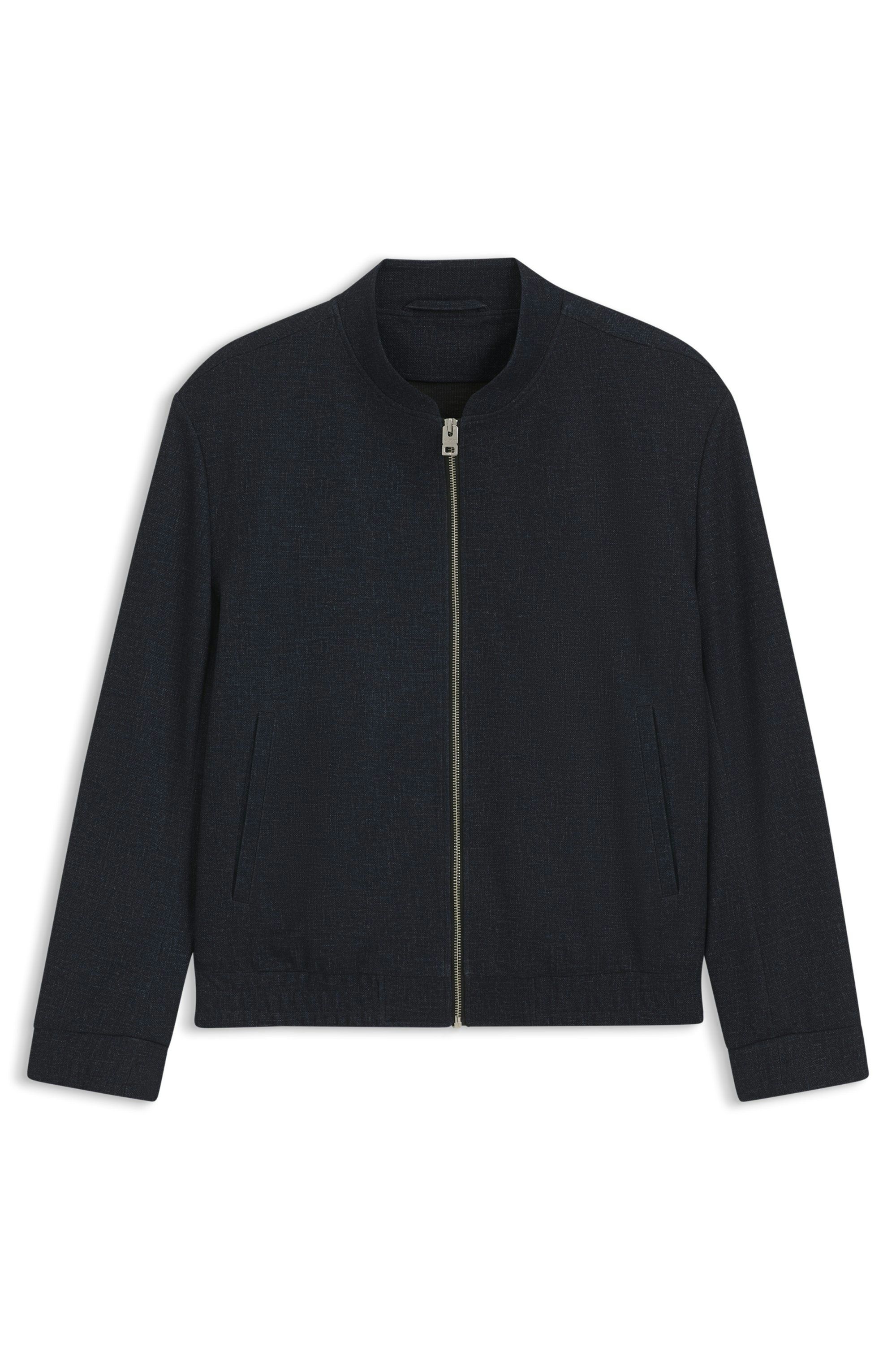 Bunda slim fit ze strečové  tkaniny s mikrotiskem - Dark Blue