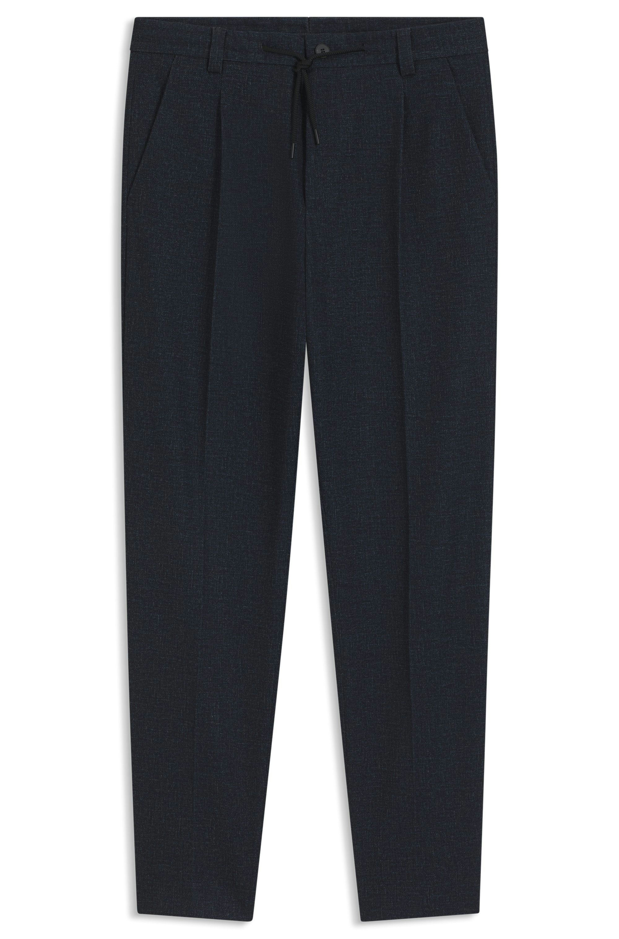 Moderní kalhoty z mikrotisku v strečové tkanině - Dark Blue