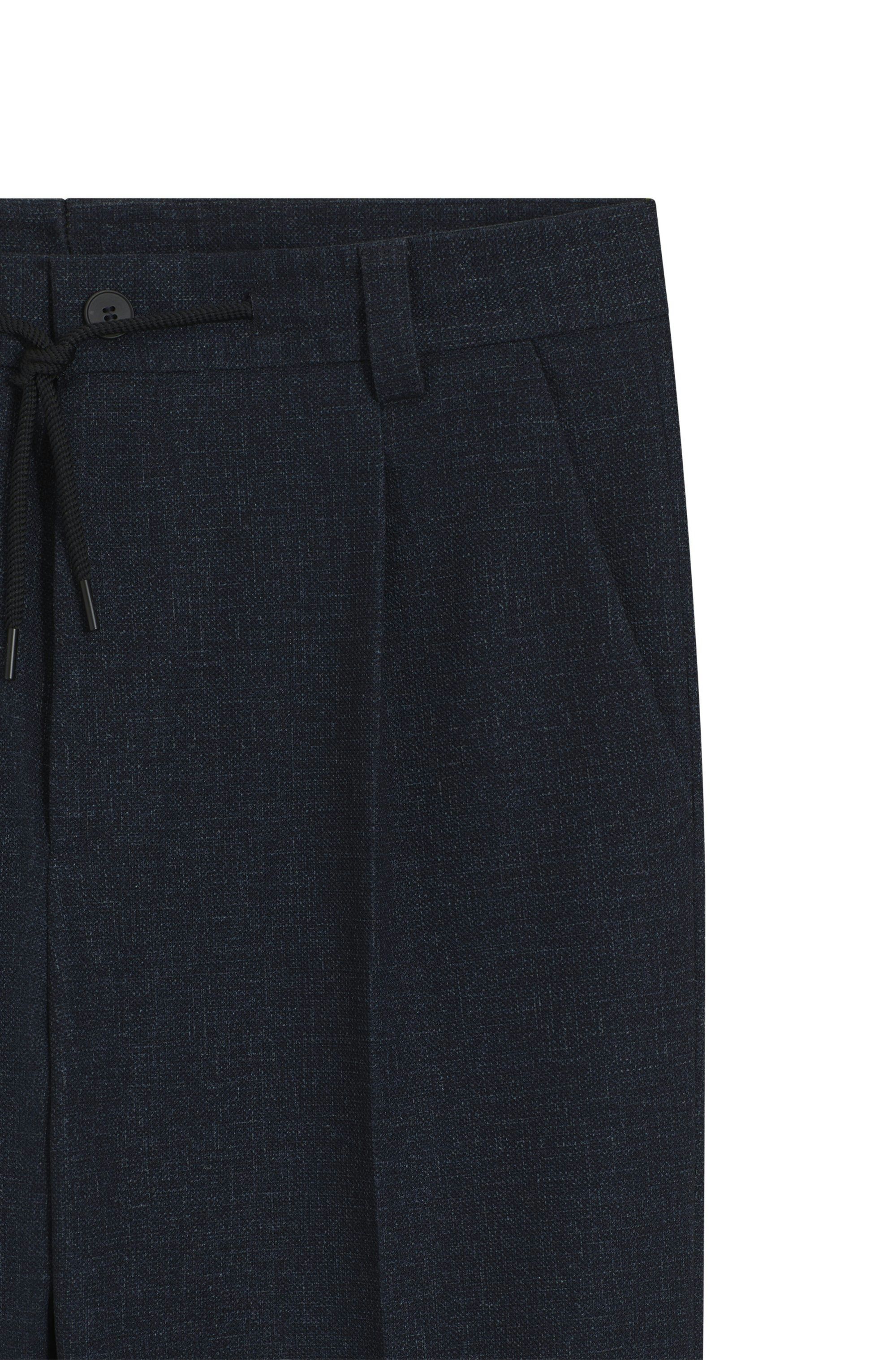 Moderní kalhoty z mikrotisku v strečové tkanině - Dark Blue
