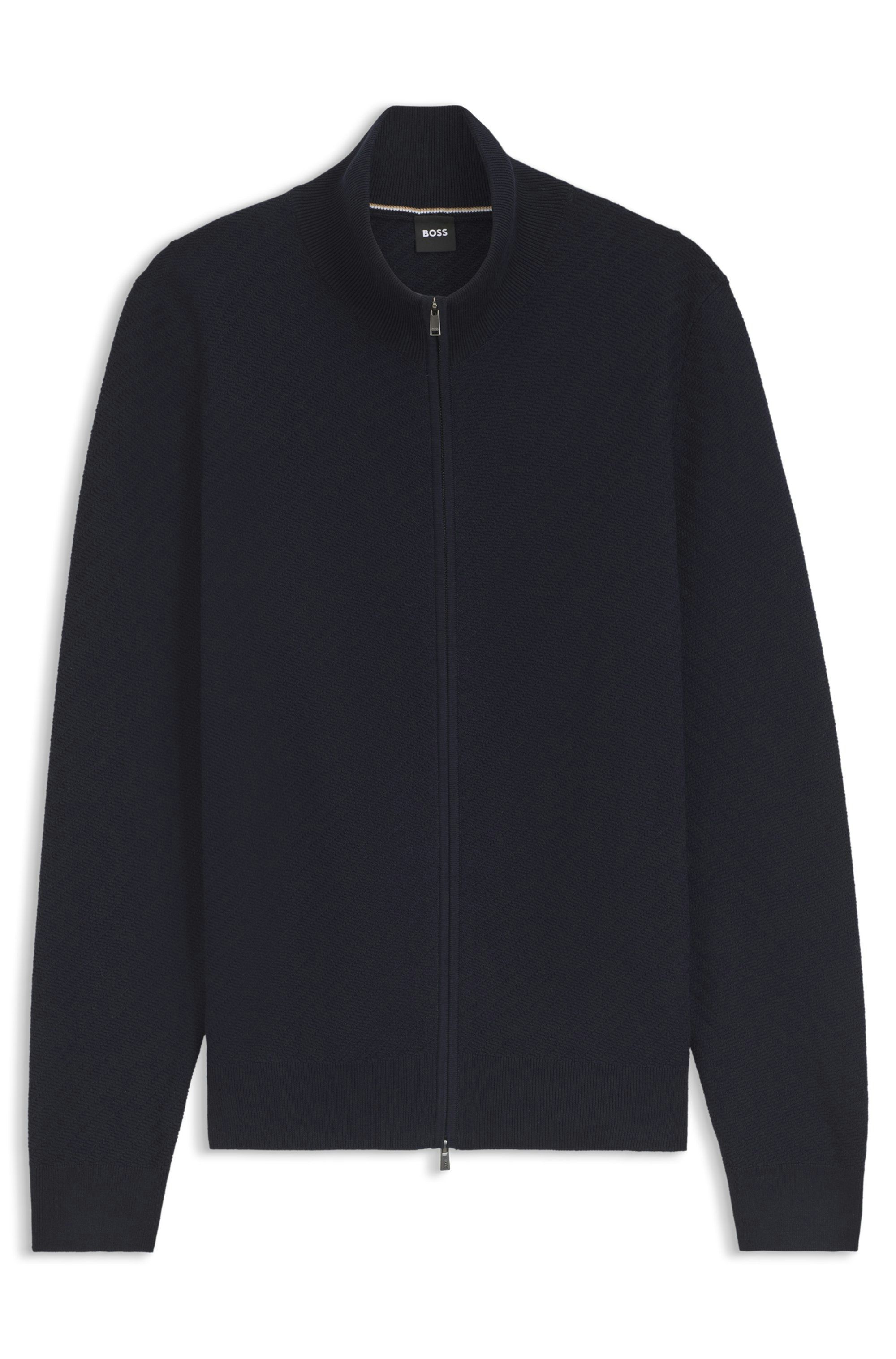 Bavlněný kardigan s diagonální strukturou - Dark Blue