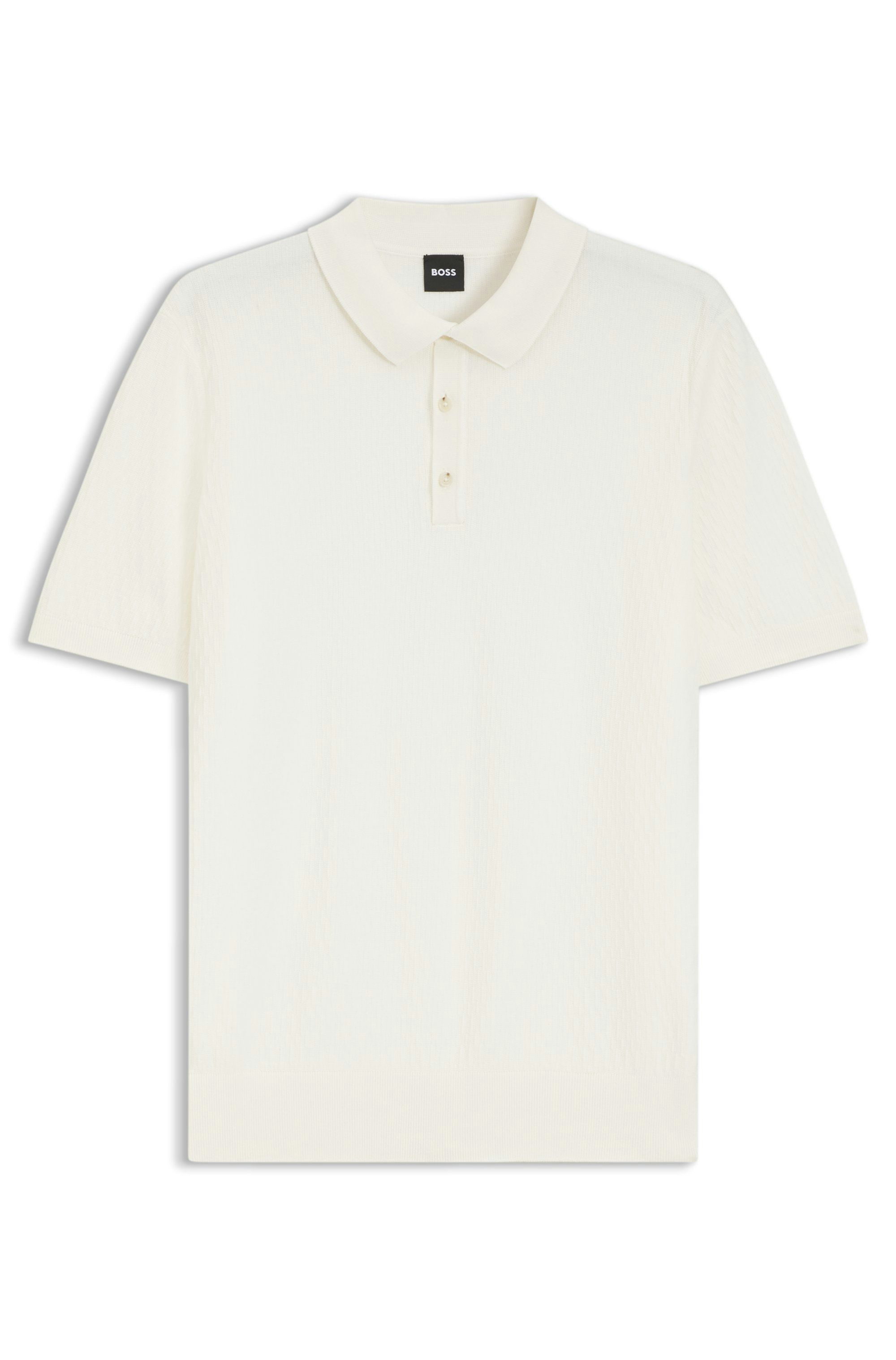 Polotričko  regular střihu ze strukturované tkaniny - Open White