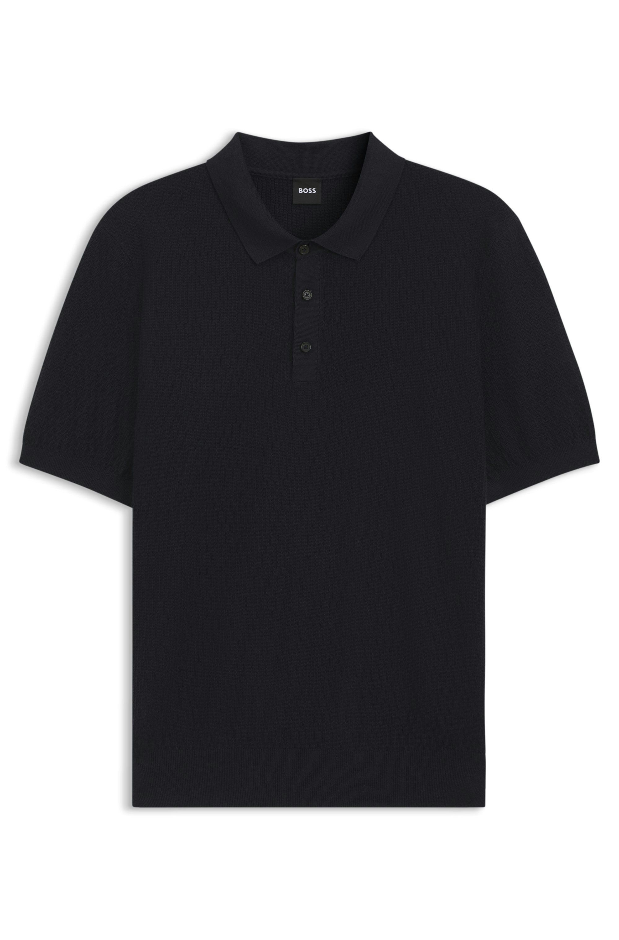 Polotričko  regular střihu ze strukturované tkaniny - Dark Blue
