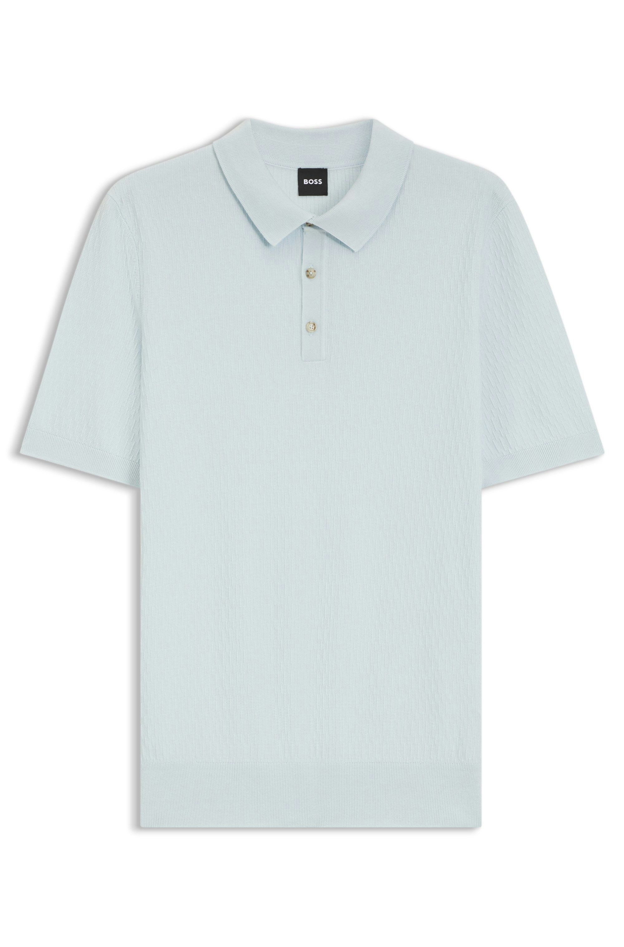 Polotričko  regular střihu ze strukturované tkaniny - Open Blue