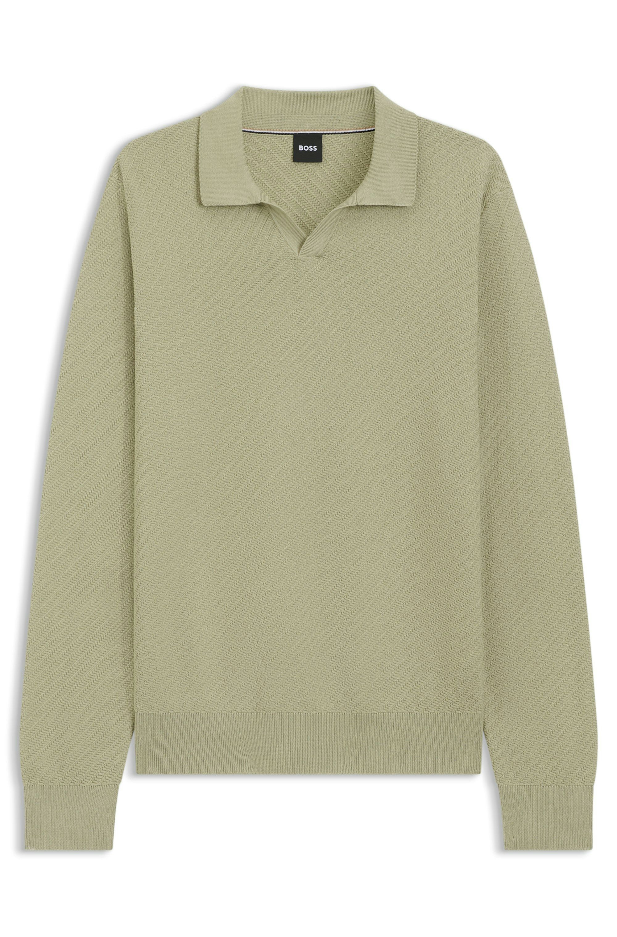 Pletený bavlněný svetr s límečkem Johnny - Dark Beige