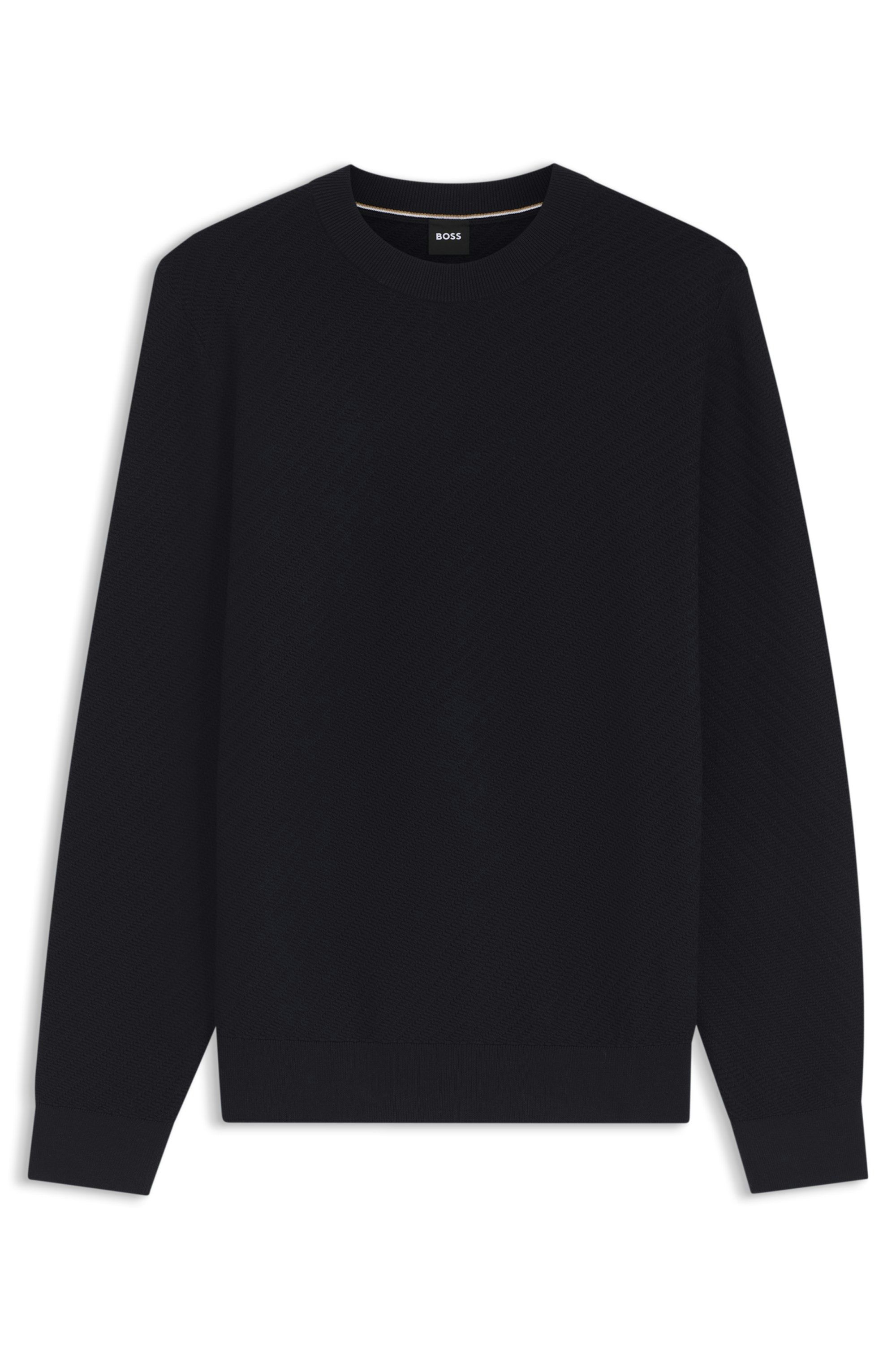 Svetr regular střihu z diagonálně strukturované bavlny - Dark Blue