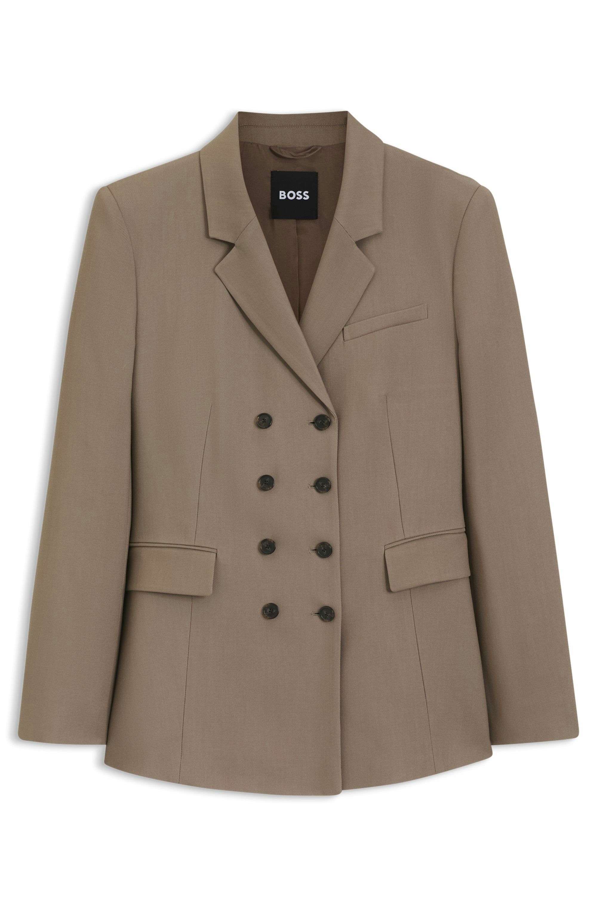 Úzký blazer z gabardénového kepru - Brown Overflow