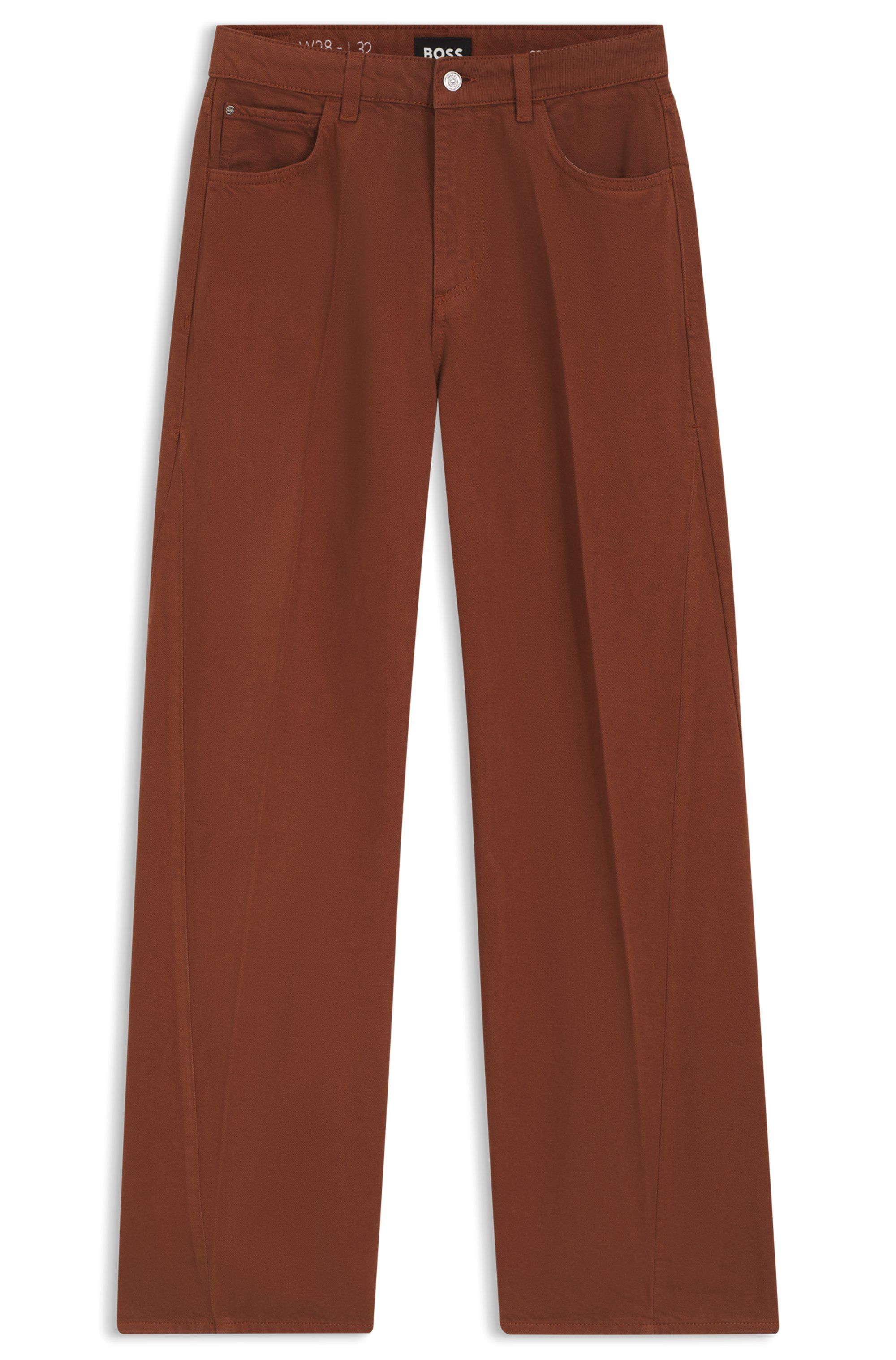 Barevné džíny volného střihu z měkké bavlněné směsi - Rust/Copper