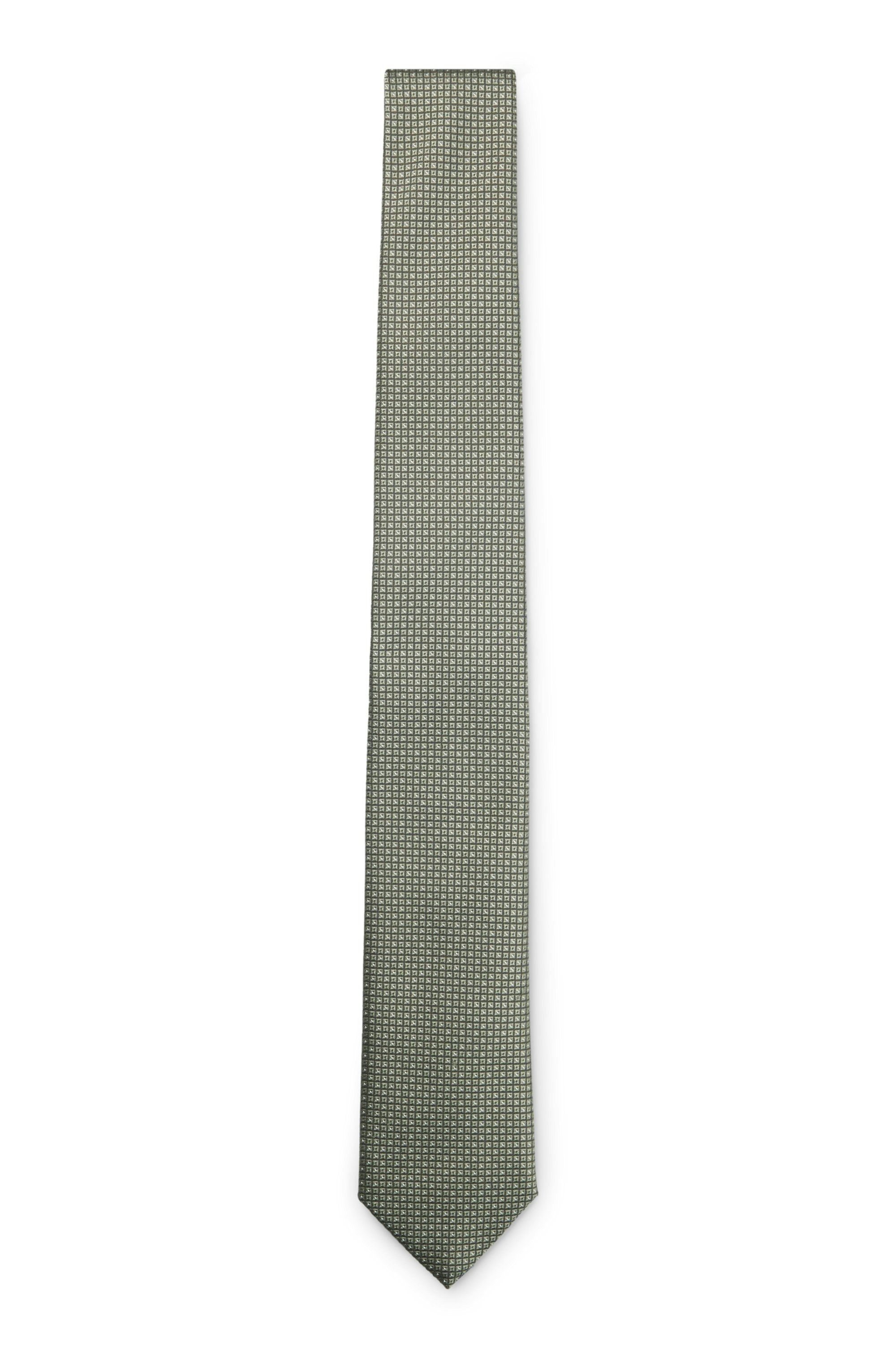 Kravata z hedvábné směsi s žakárovým vzorem - Light/Pastel Green