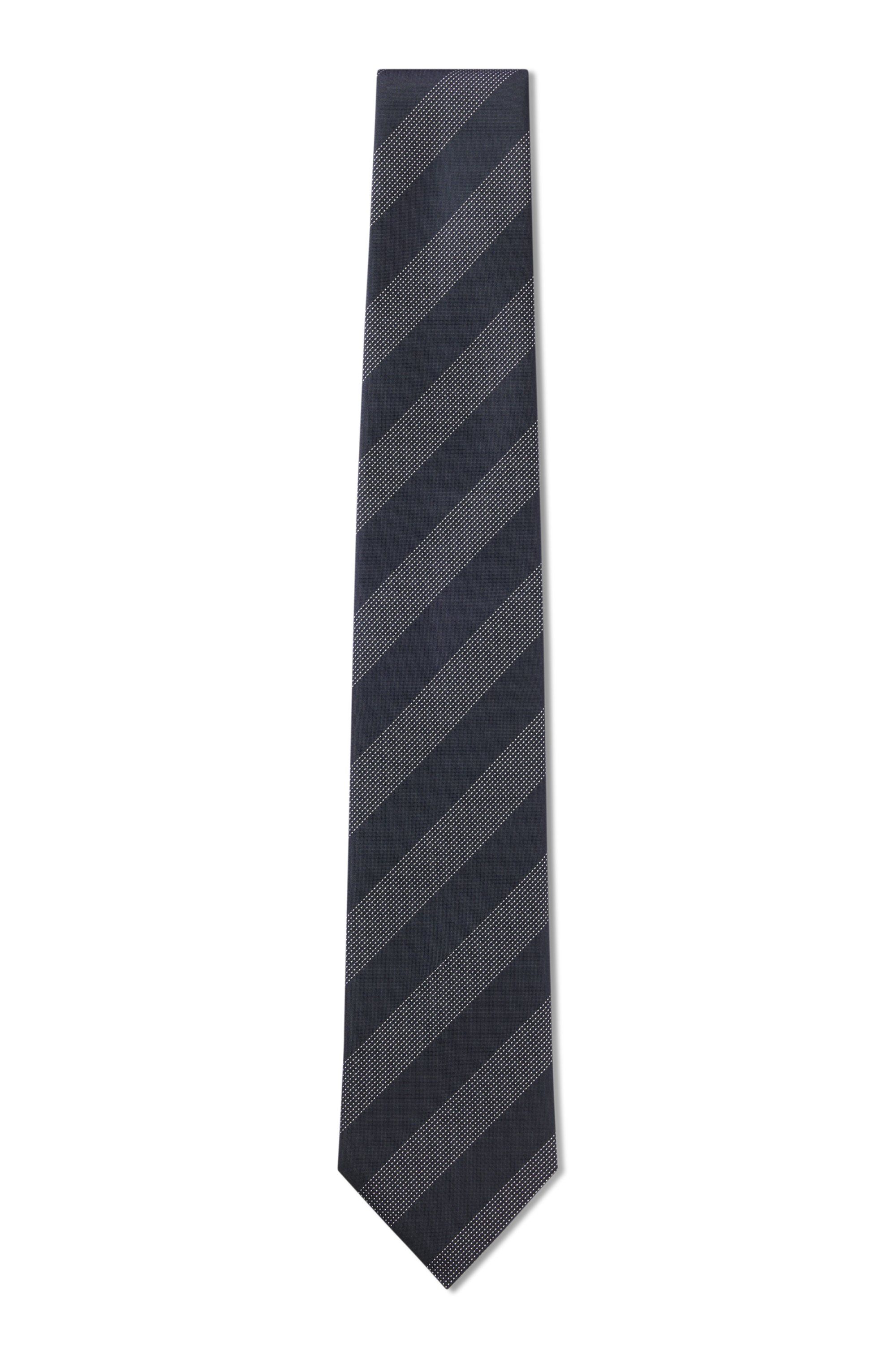 Hedvábná kravata BOSS s proužkovaným vzorem - Dark Blue