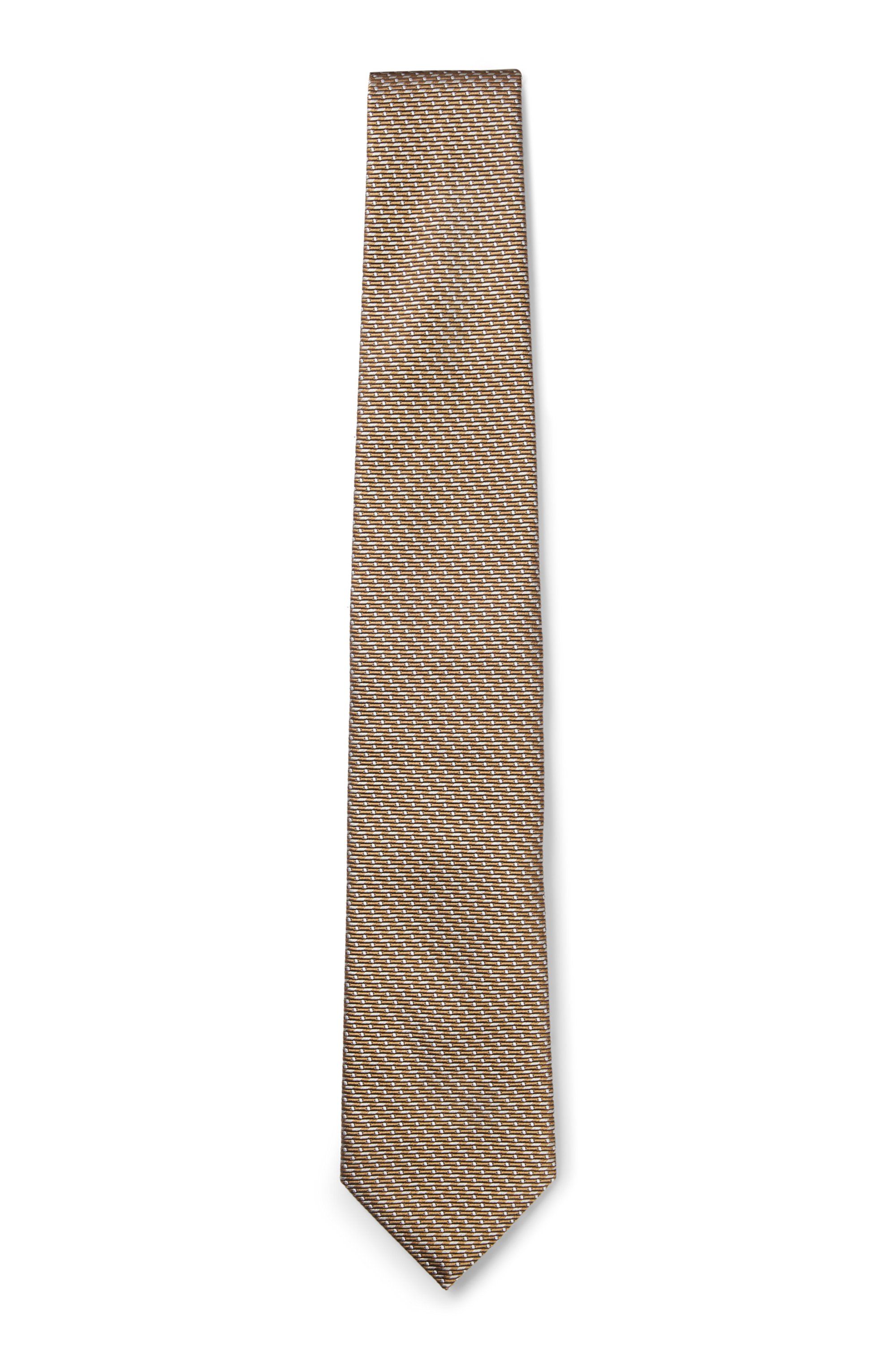 Hedvábná kravata BOSS ONE s žakárovým vzorem - Medium Beige