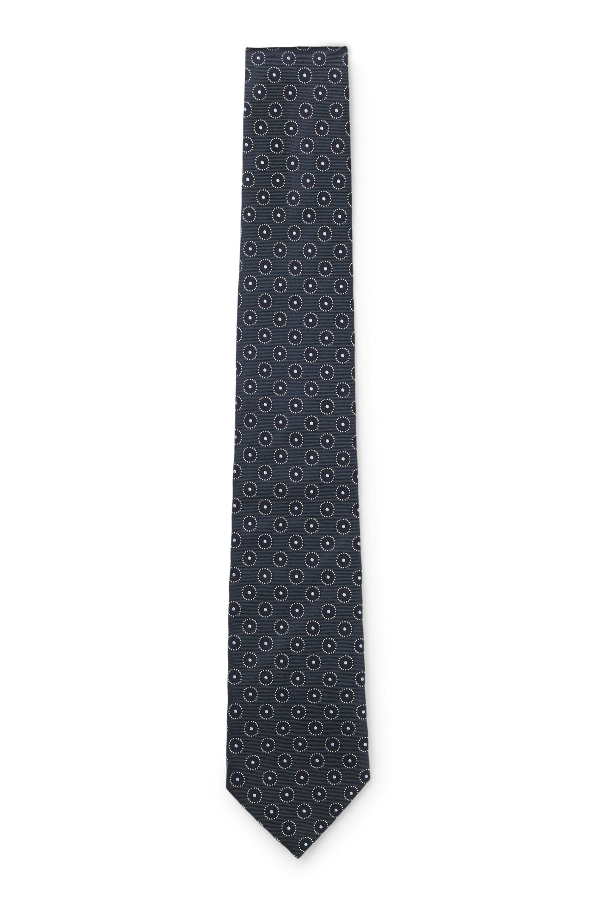 Hedvábná kravata BOSS ONE s žakárovým vzorem - Dark Blue