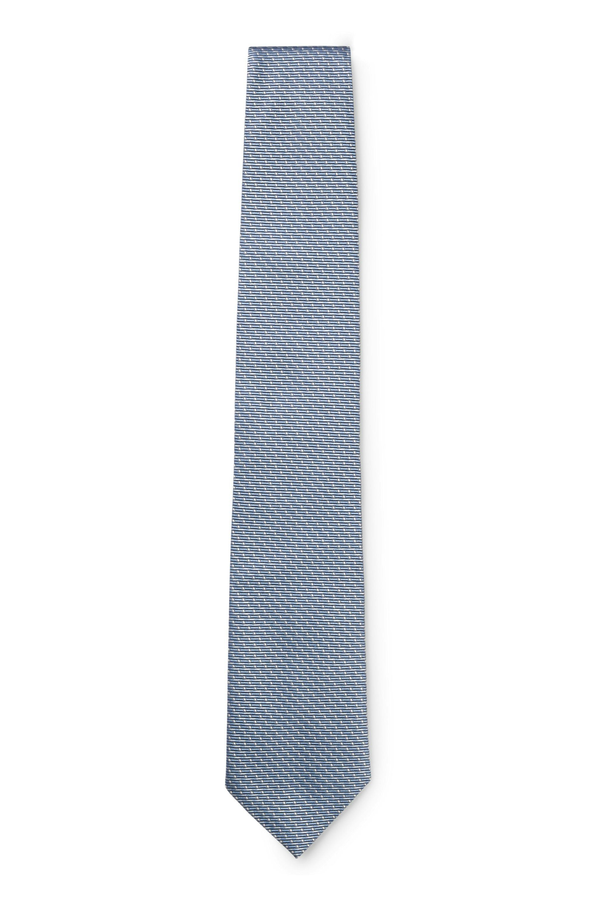 Hedvábná kravata BOSS ONE s žakárovým vzorem - Light/Pastel Blue