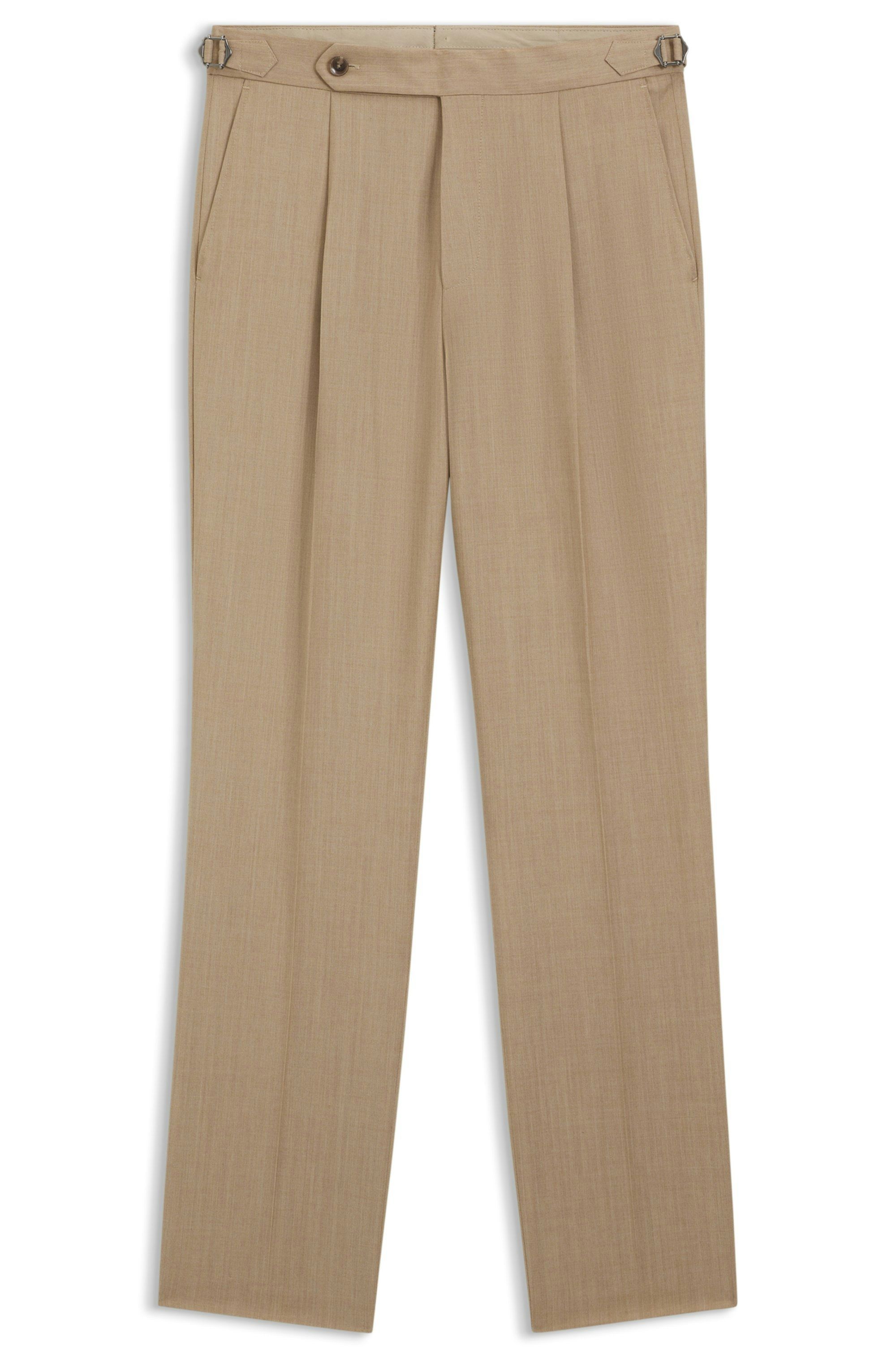 Kalhoty zúženého střihu z panenské vlny serge - Medium Beige