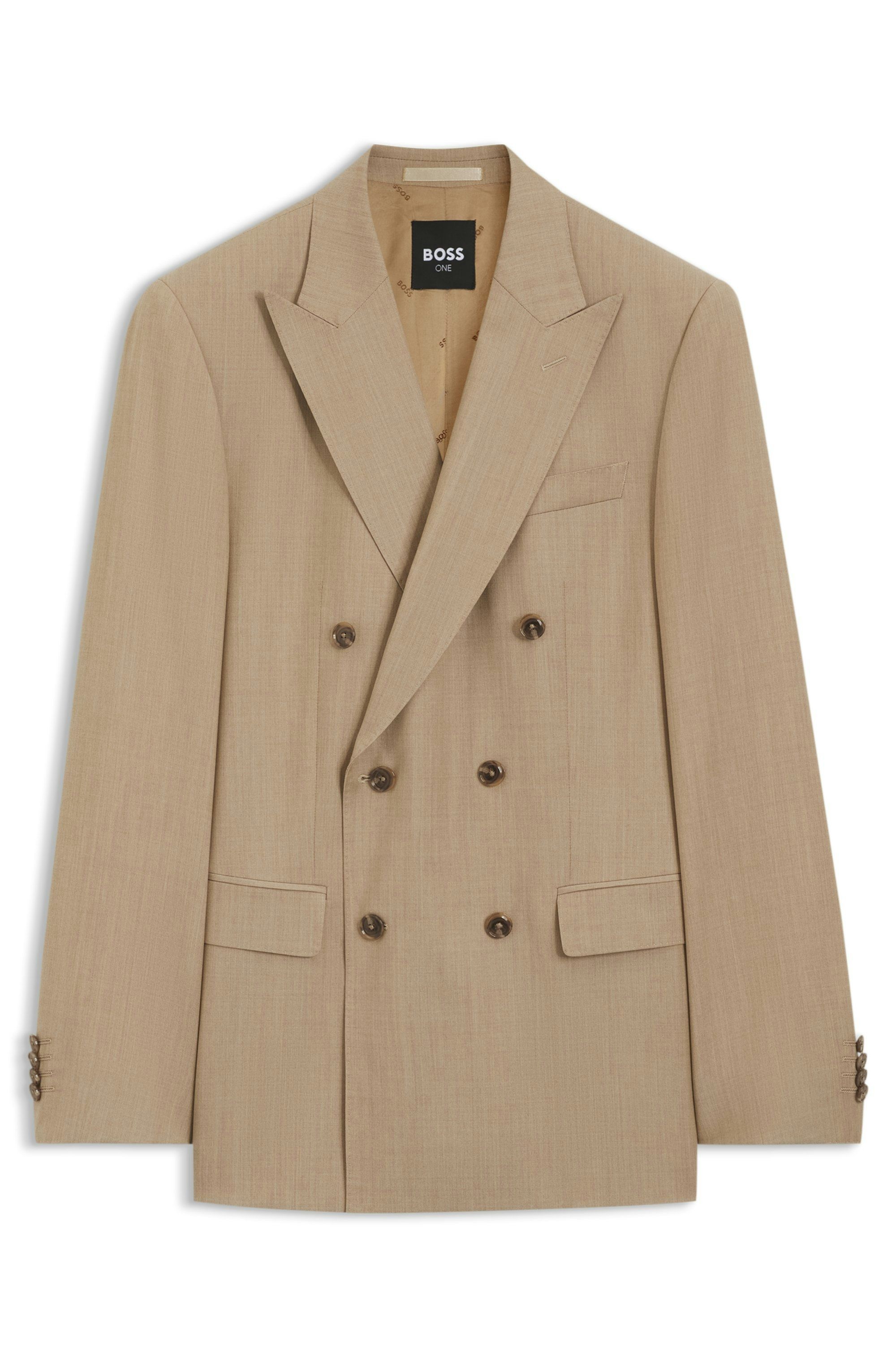 Dvouřadé sako slim fit z italské vlny - Medium Beige