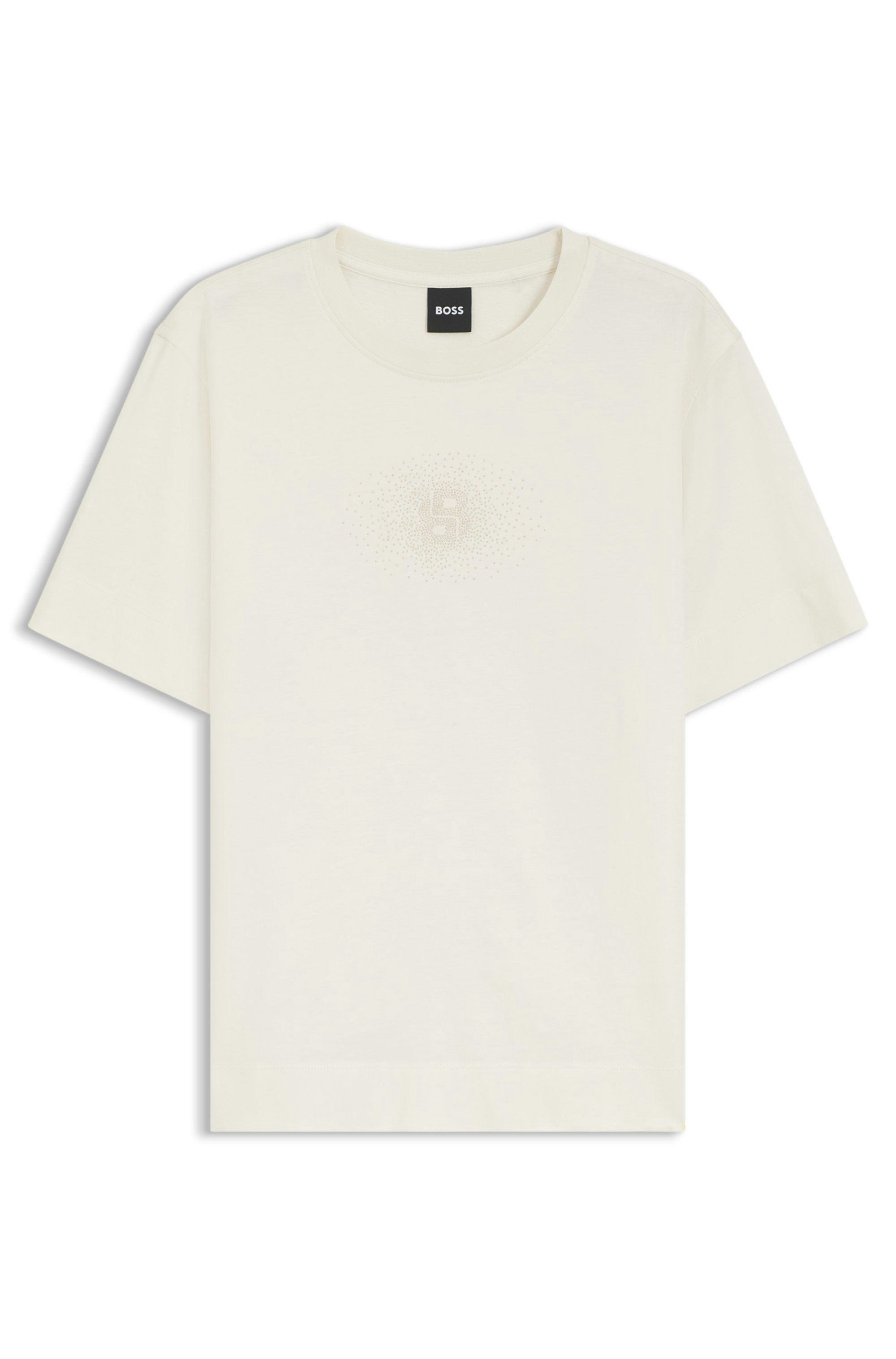 Bavlněné tričko regular střihu s výšivkou monogramu Double B - Open White