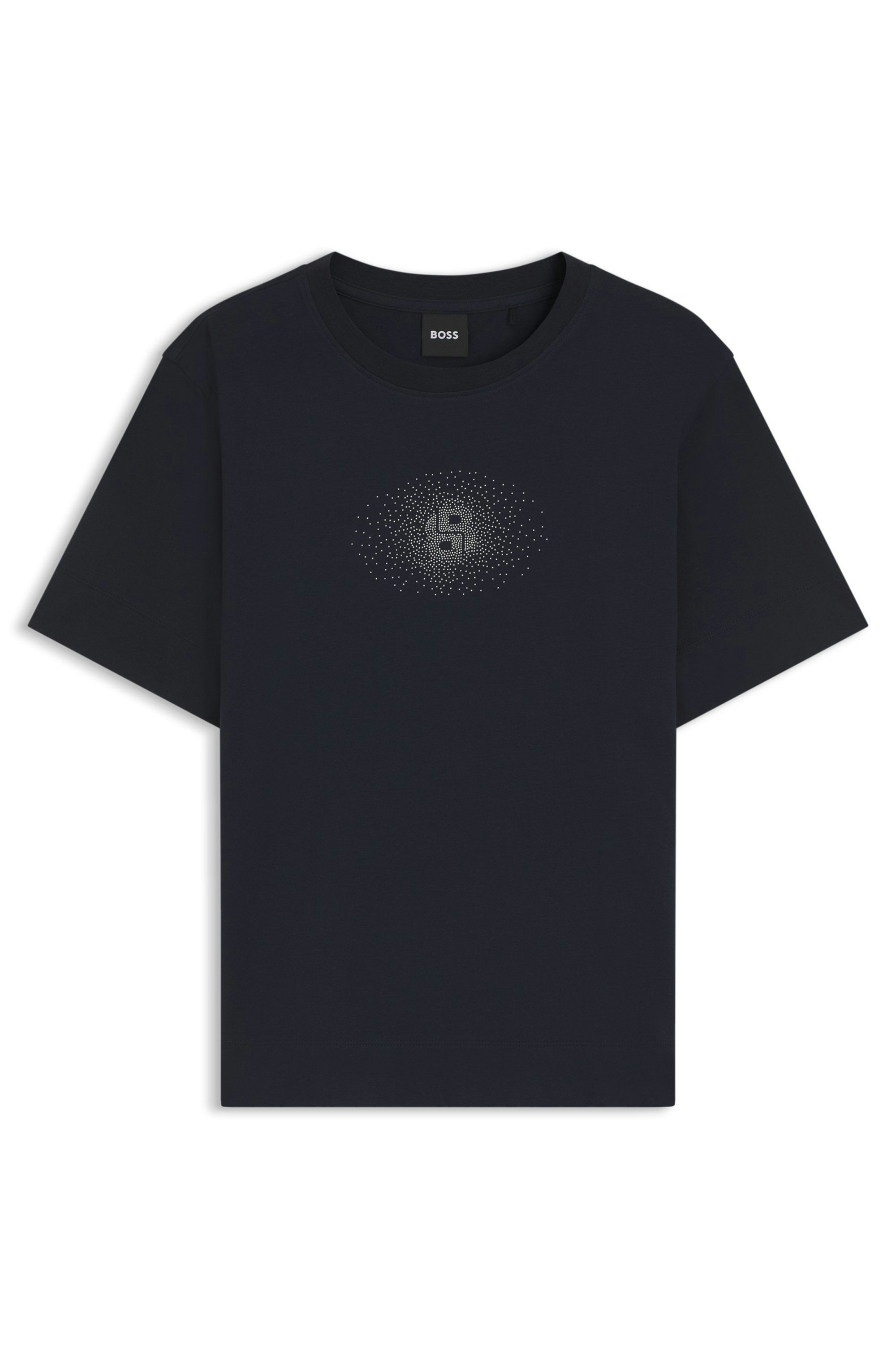 Bavlněné tričko regular střihu s výšivkou monogramu Double B - Dark Blue