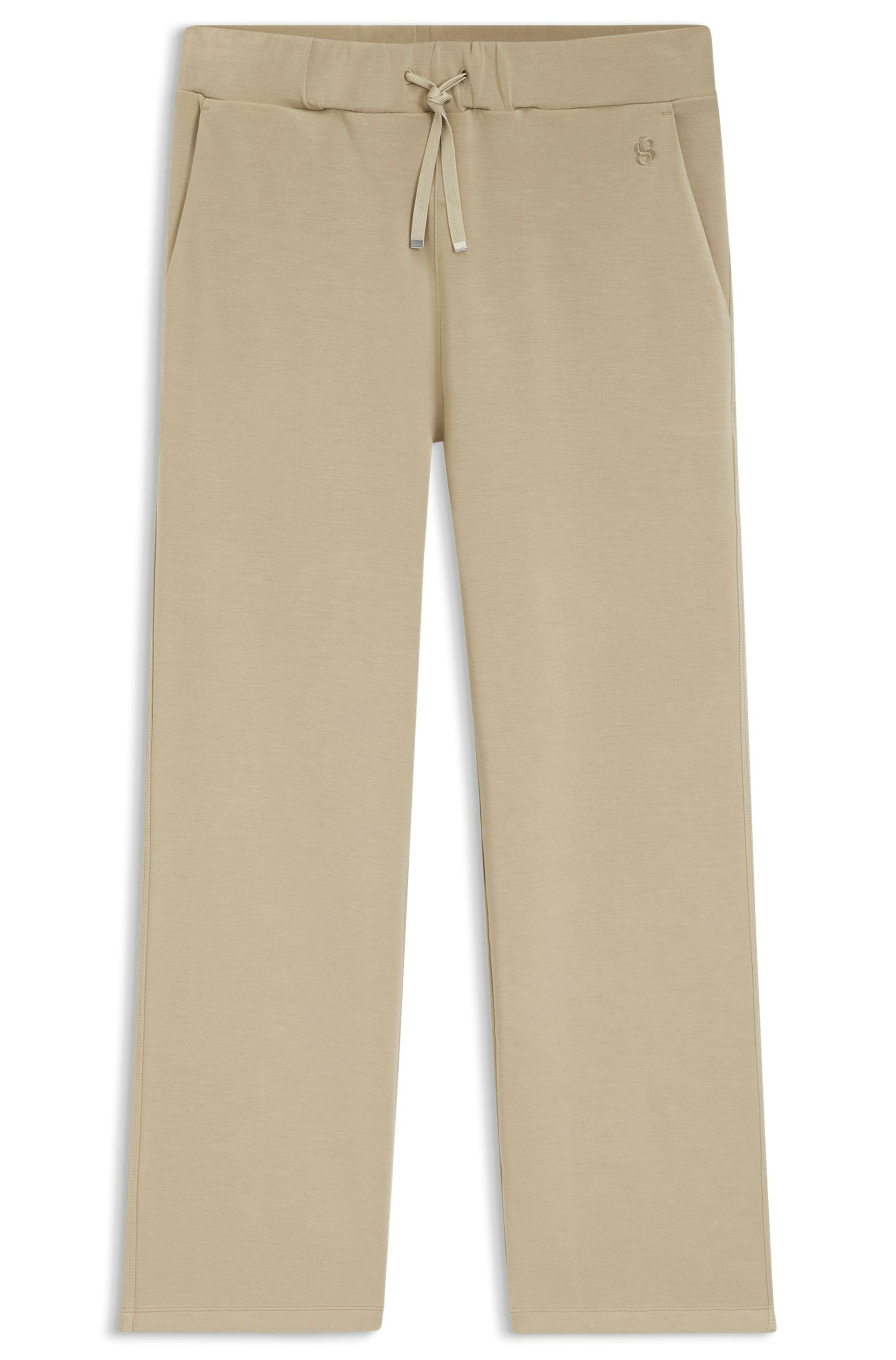 Volné kalhoty z dvouvrstvého scuba žerzeje - Beige Overflow