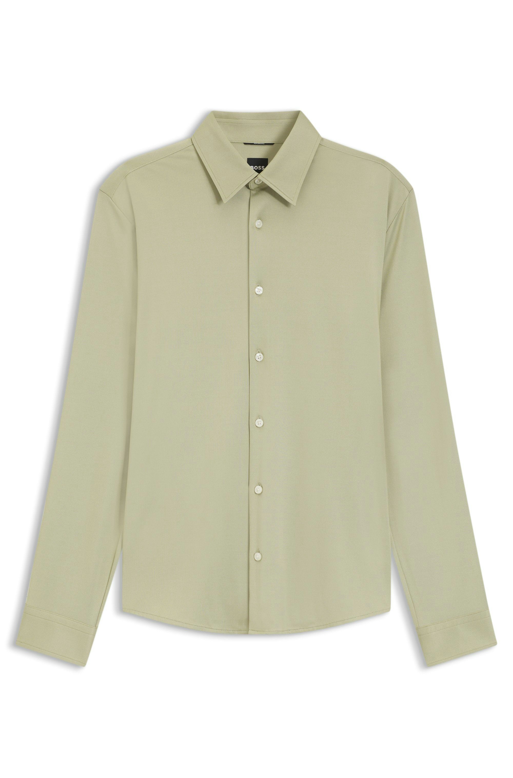 Košile slim fit ze strukturované strečové tkaniny - Dark Beige