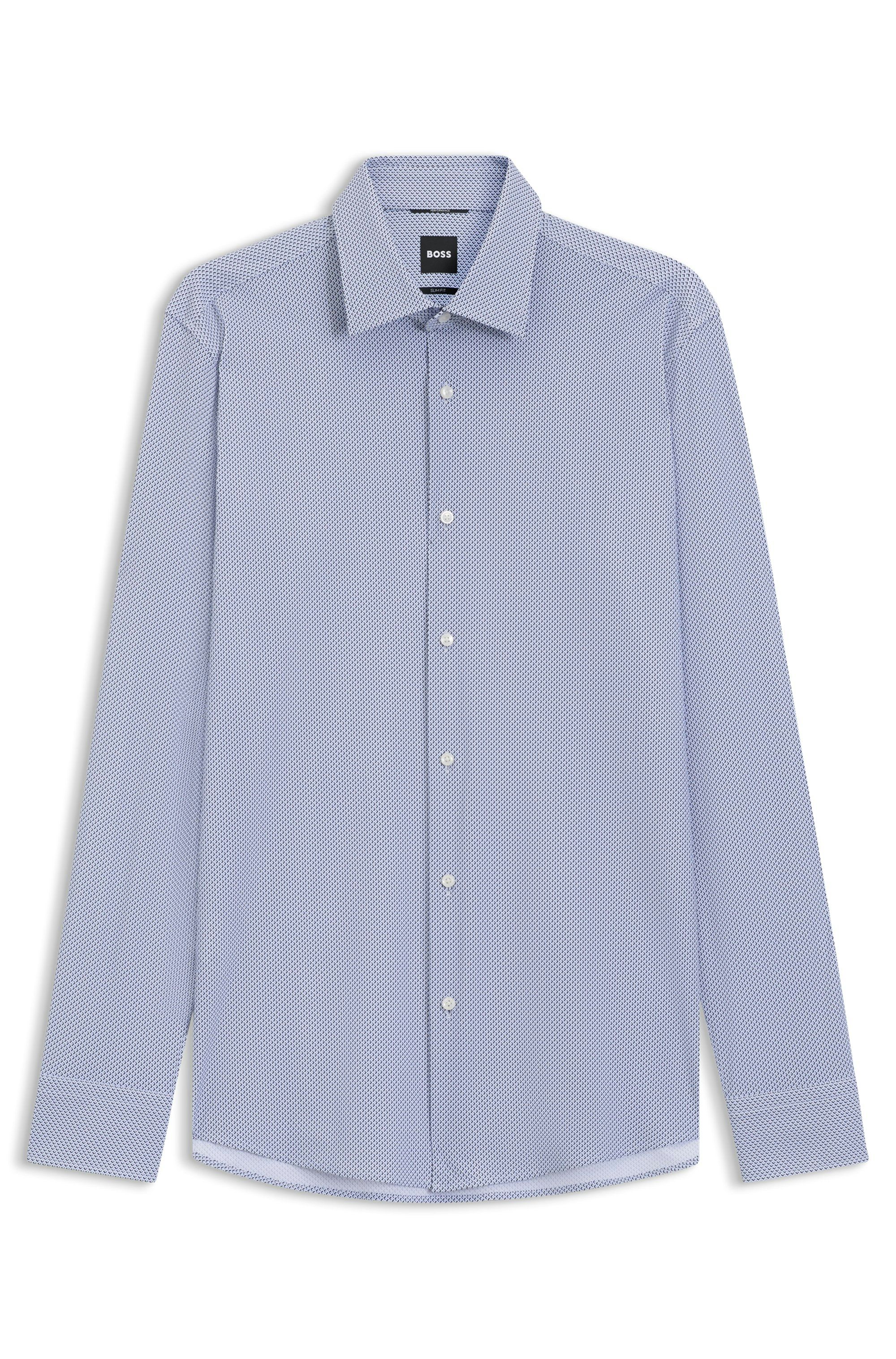 Tričko slim fit z potištěné strečové látky - Light/Pastel Blue