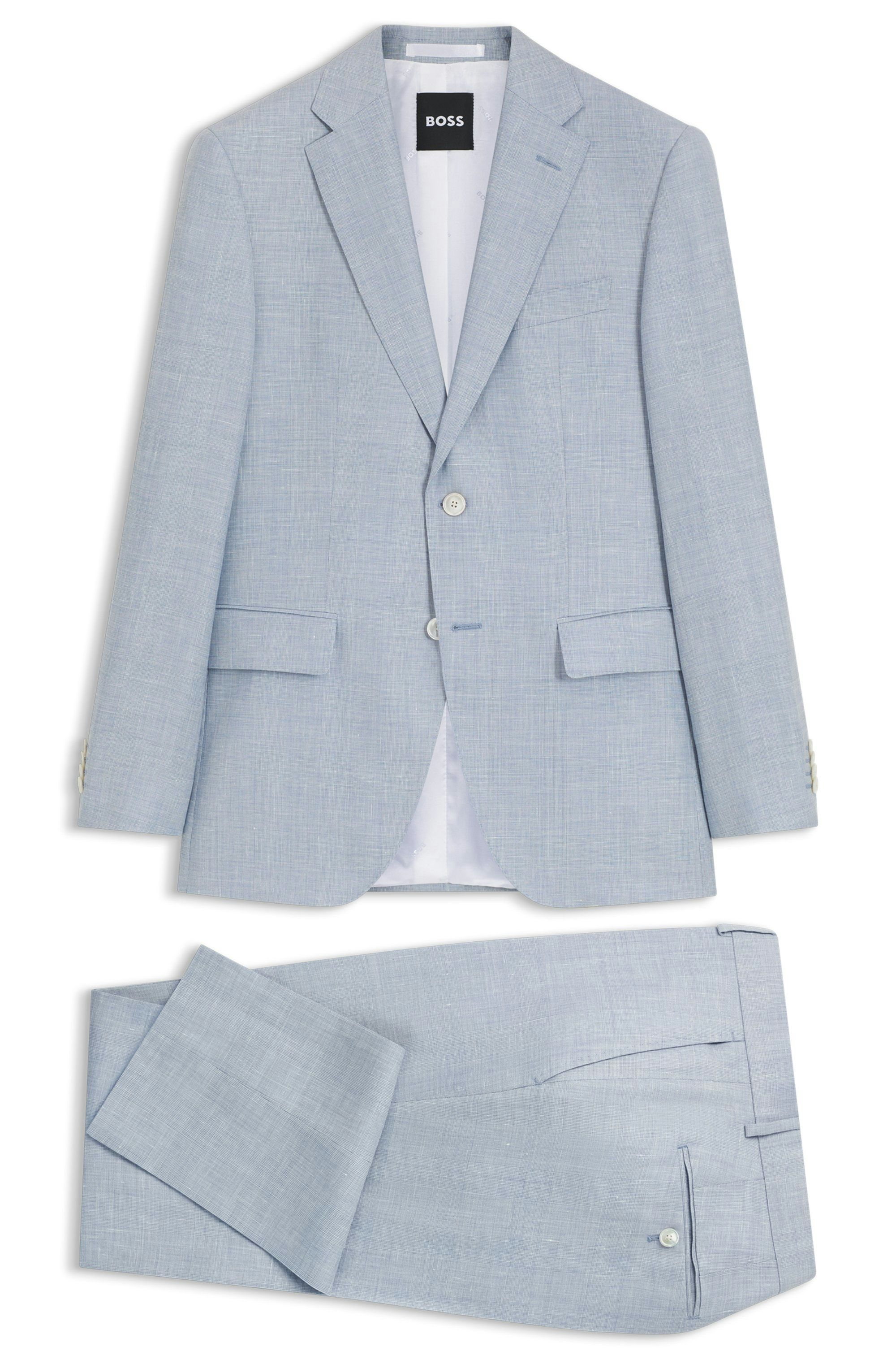 Dvoudílný oblek regular střihu z kostkované látky - Light/Pastel Blue