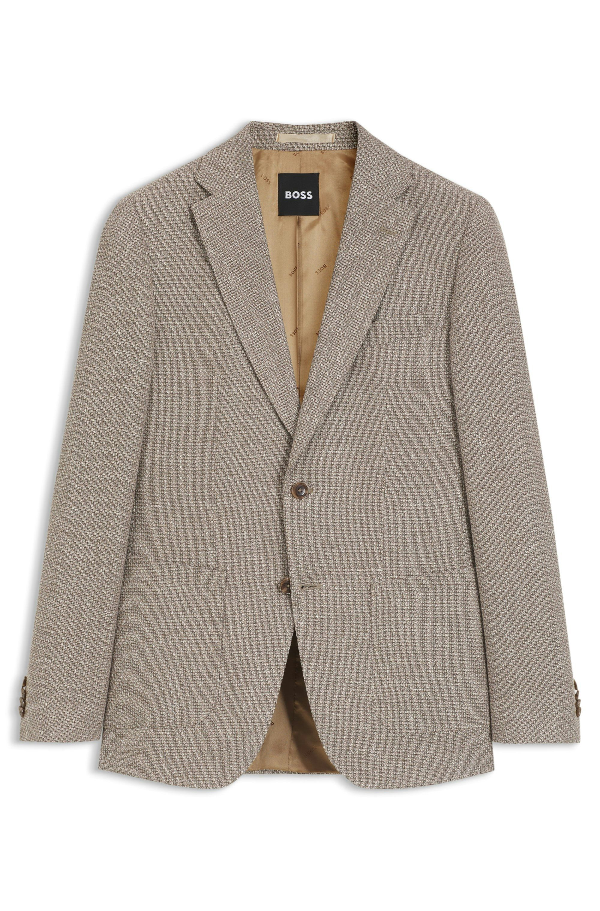 Úzký blazer se vzorované směsi panenské vlny - Medium Beige