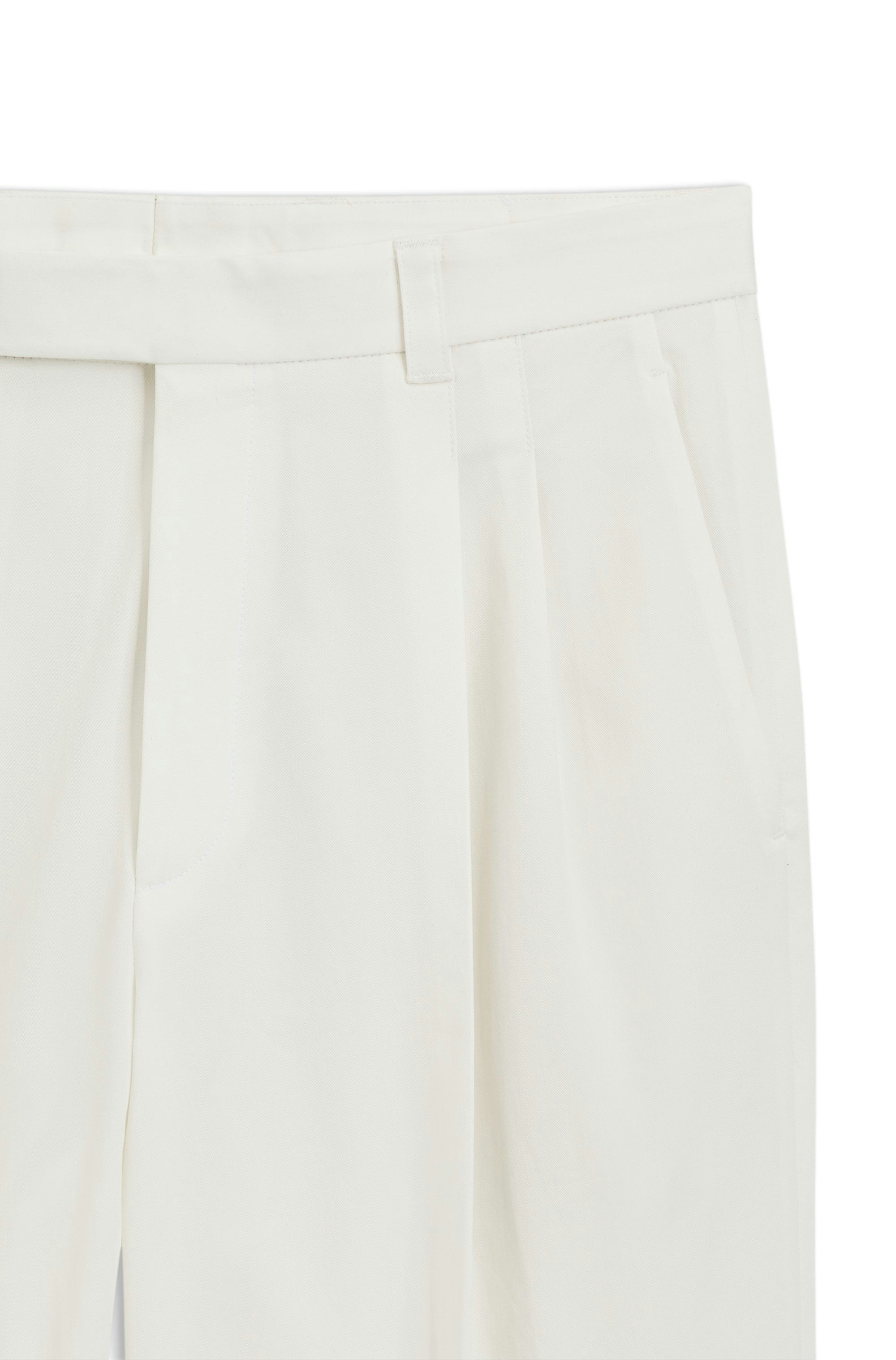 Kalhoty volného střihu ze strečové  bavlny - Open White
