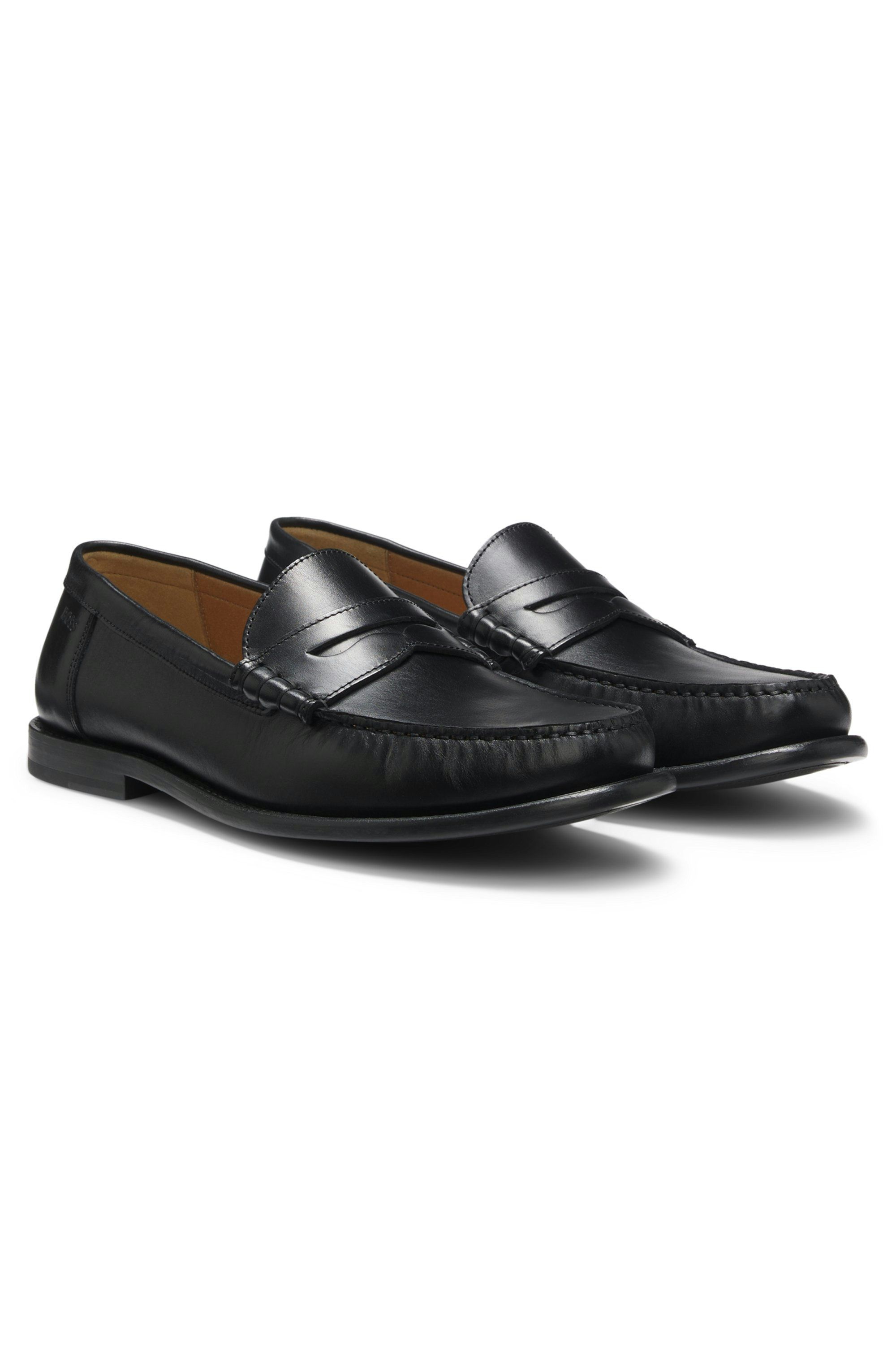 Pánské kožené mokasíny ve stylu penny loafers - Black