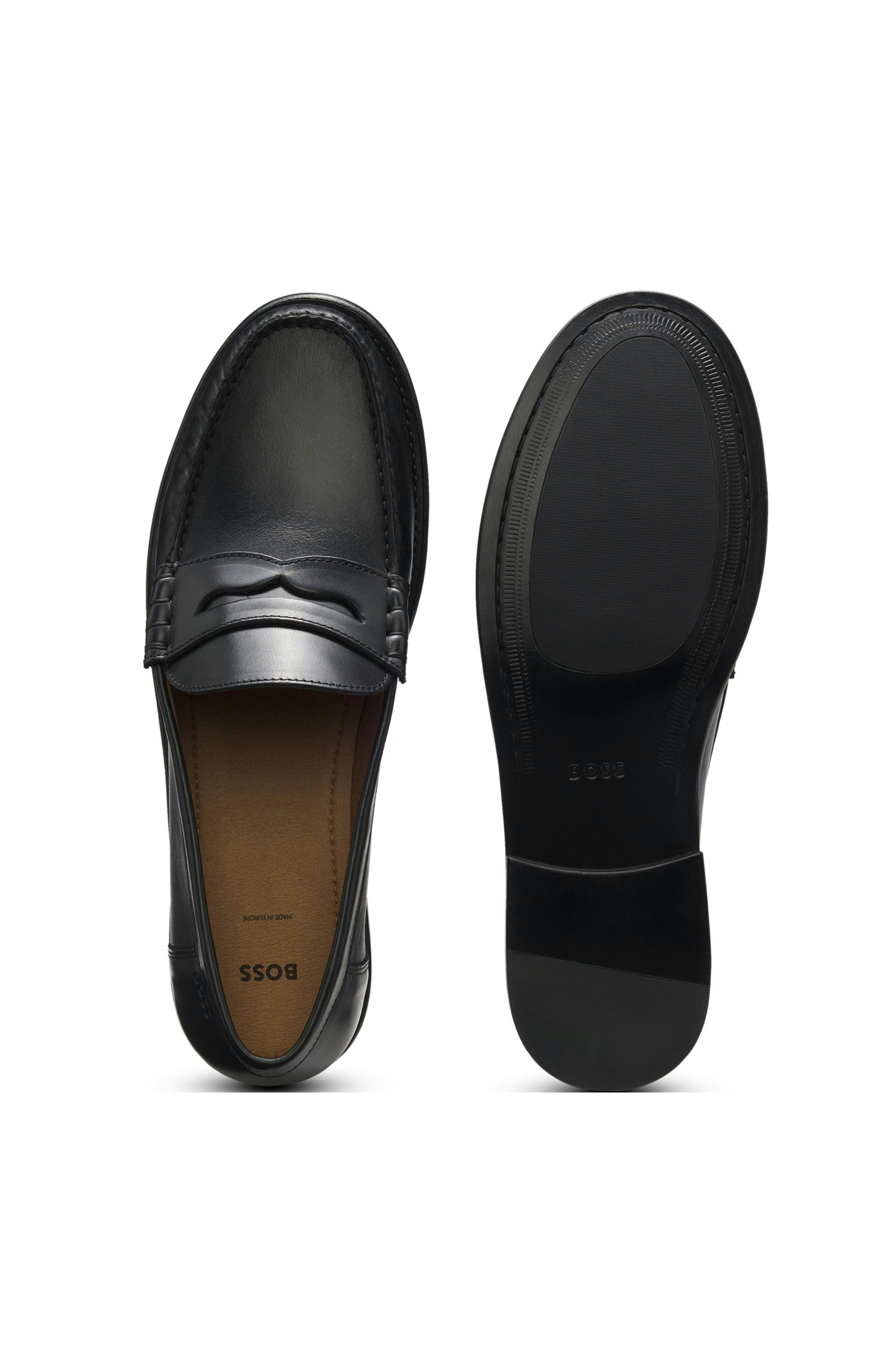 Pánské kožené mokasíny ve stylu penny loafers - Black