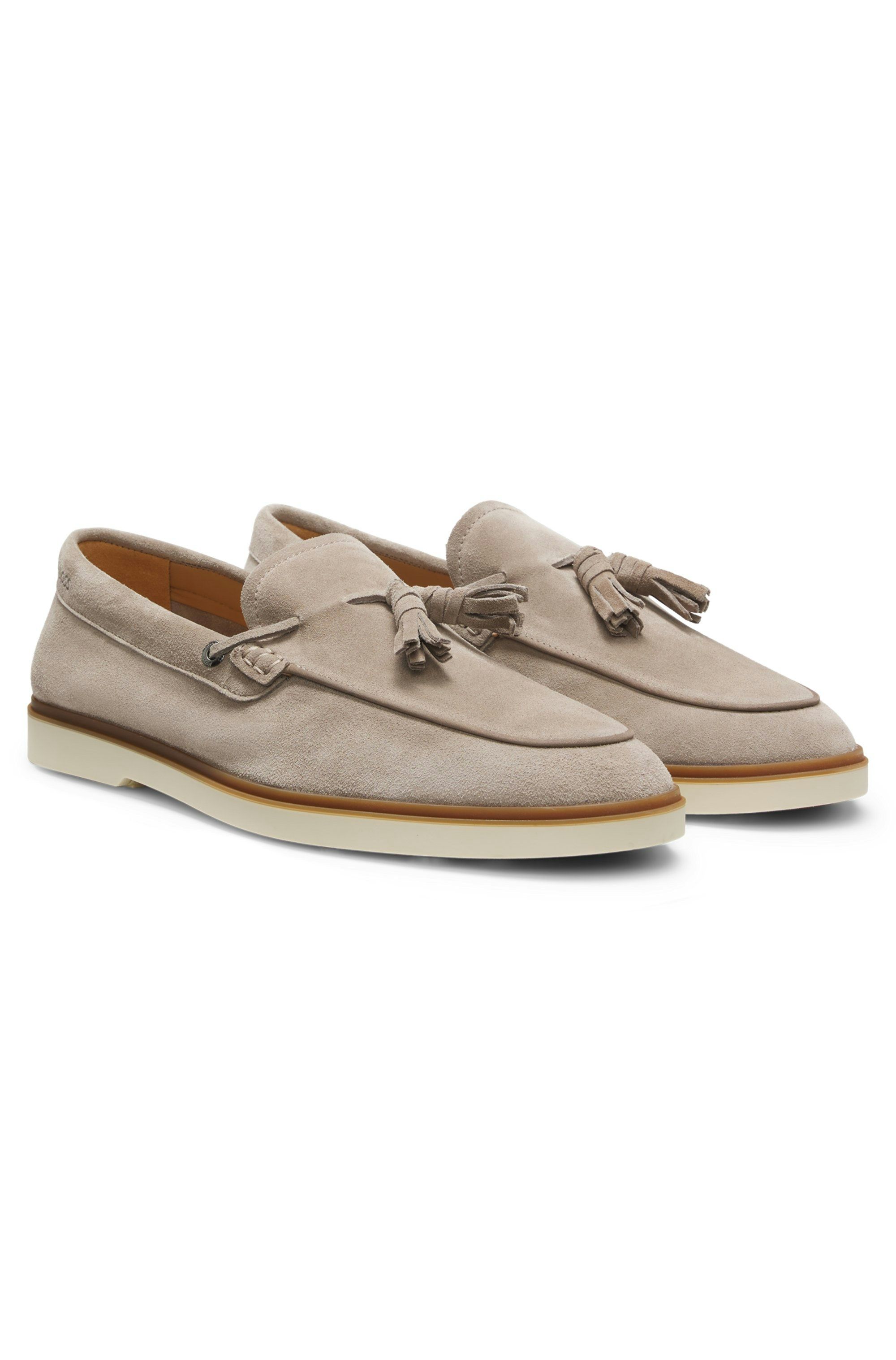 Semišové mokasíny s třásněmi - Dark Beige