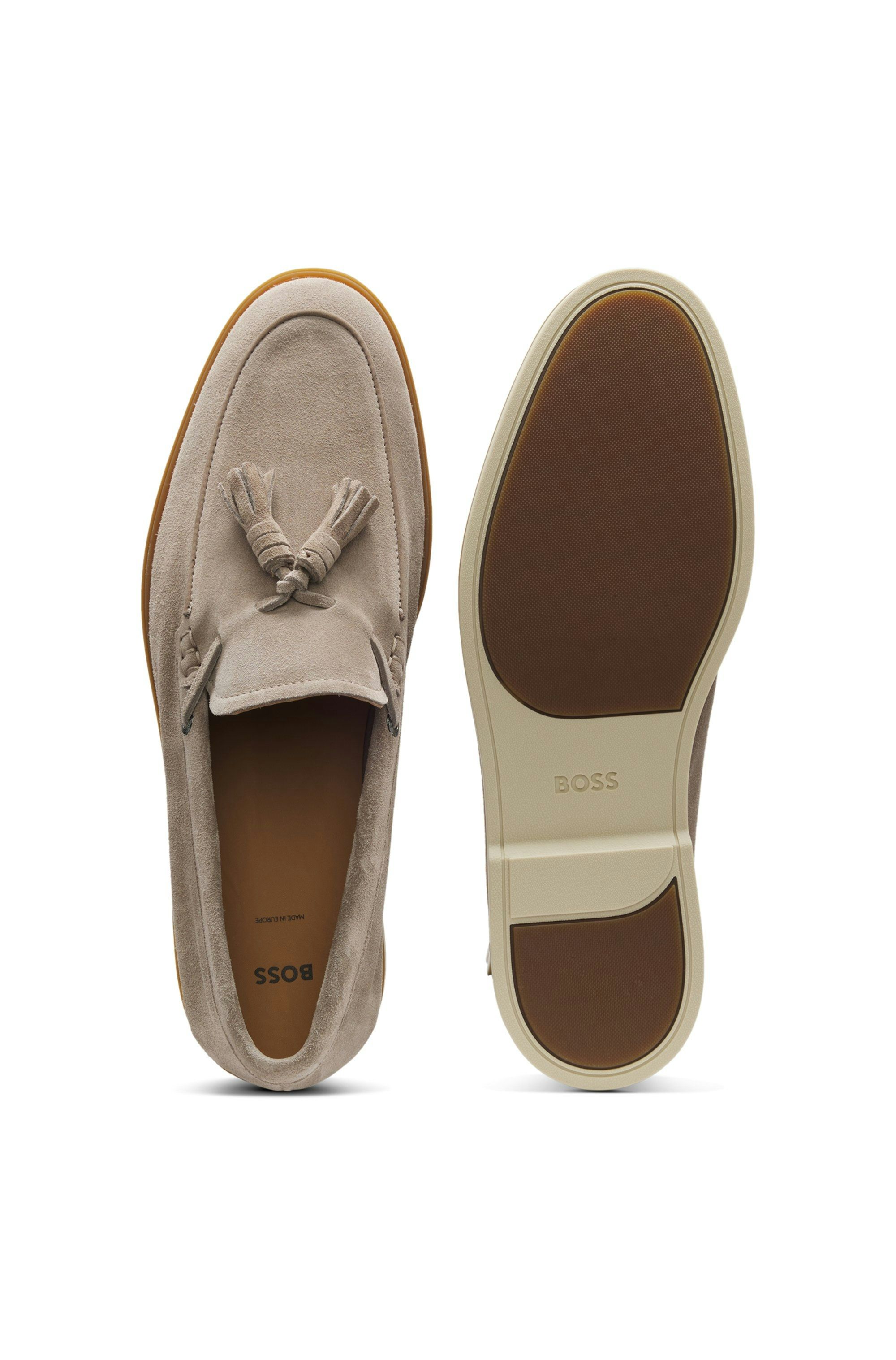 Semišové mokasíny s třásněmi - Dark Beige