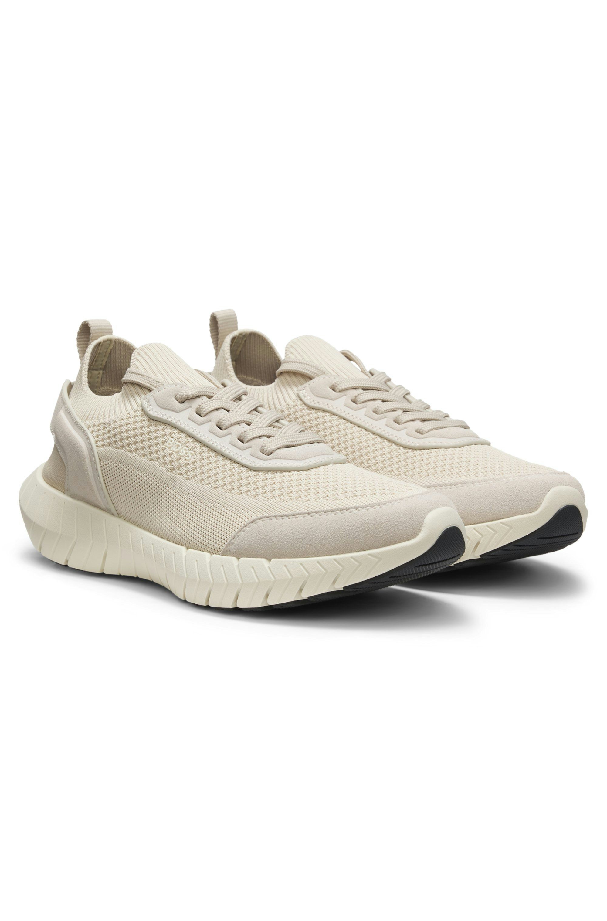Ponožkové tenisky se semišovými lemováním - Open Beige