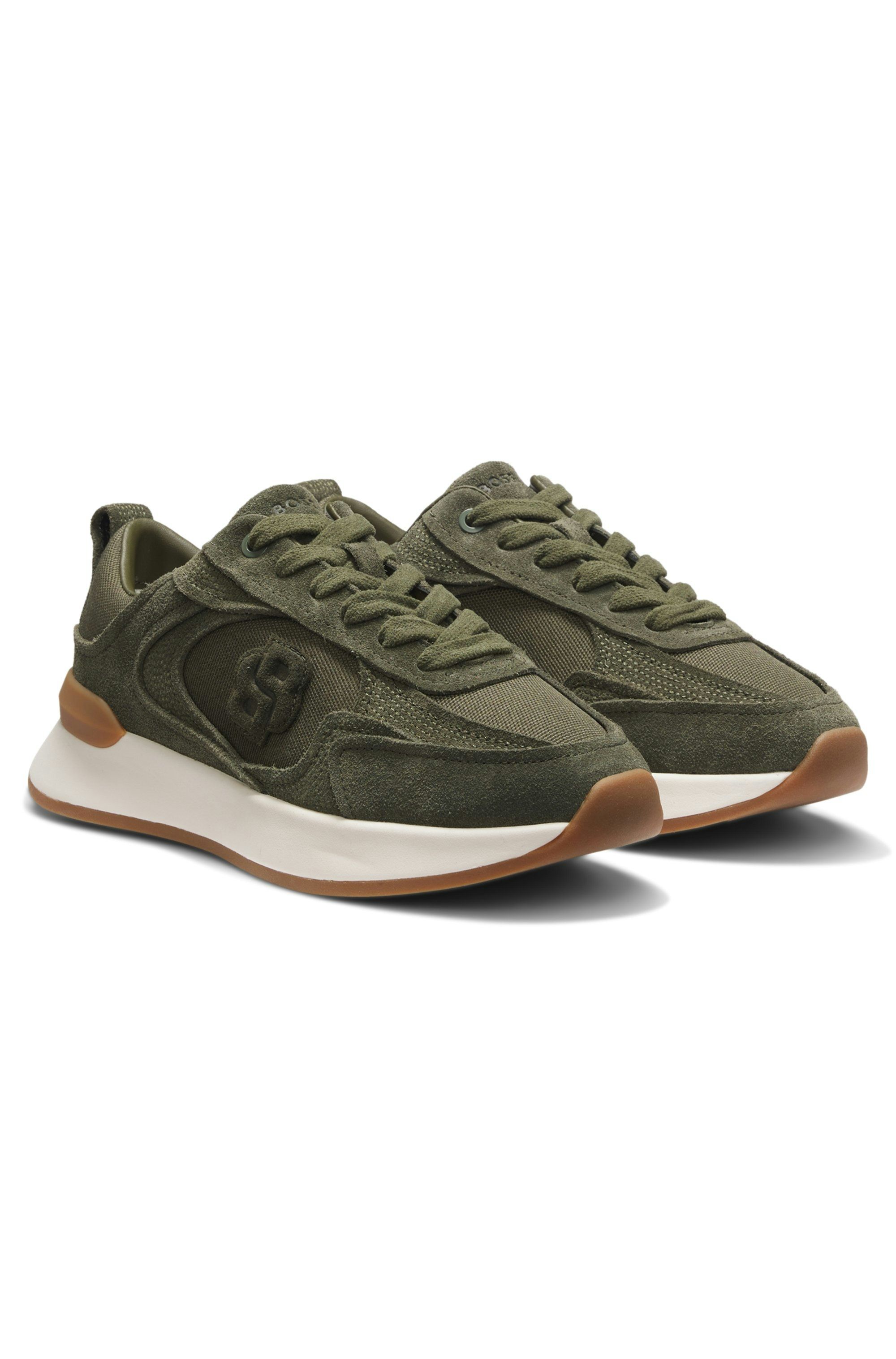Semišové tenisky s monogramem Double B - Dark Green