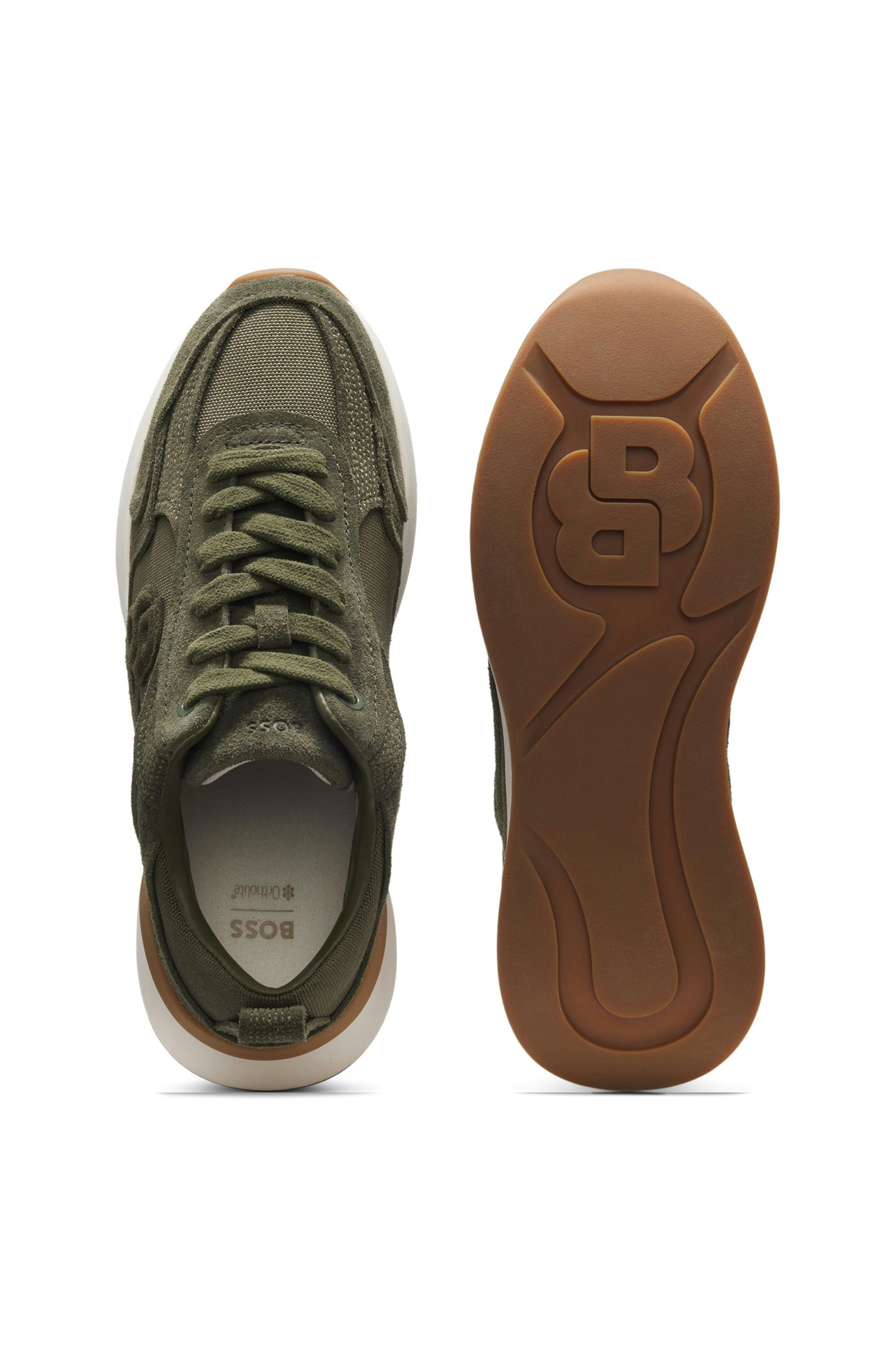 Semišové tenisky s monogramem Double B - Dark Green