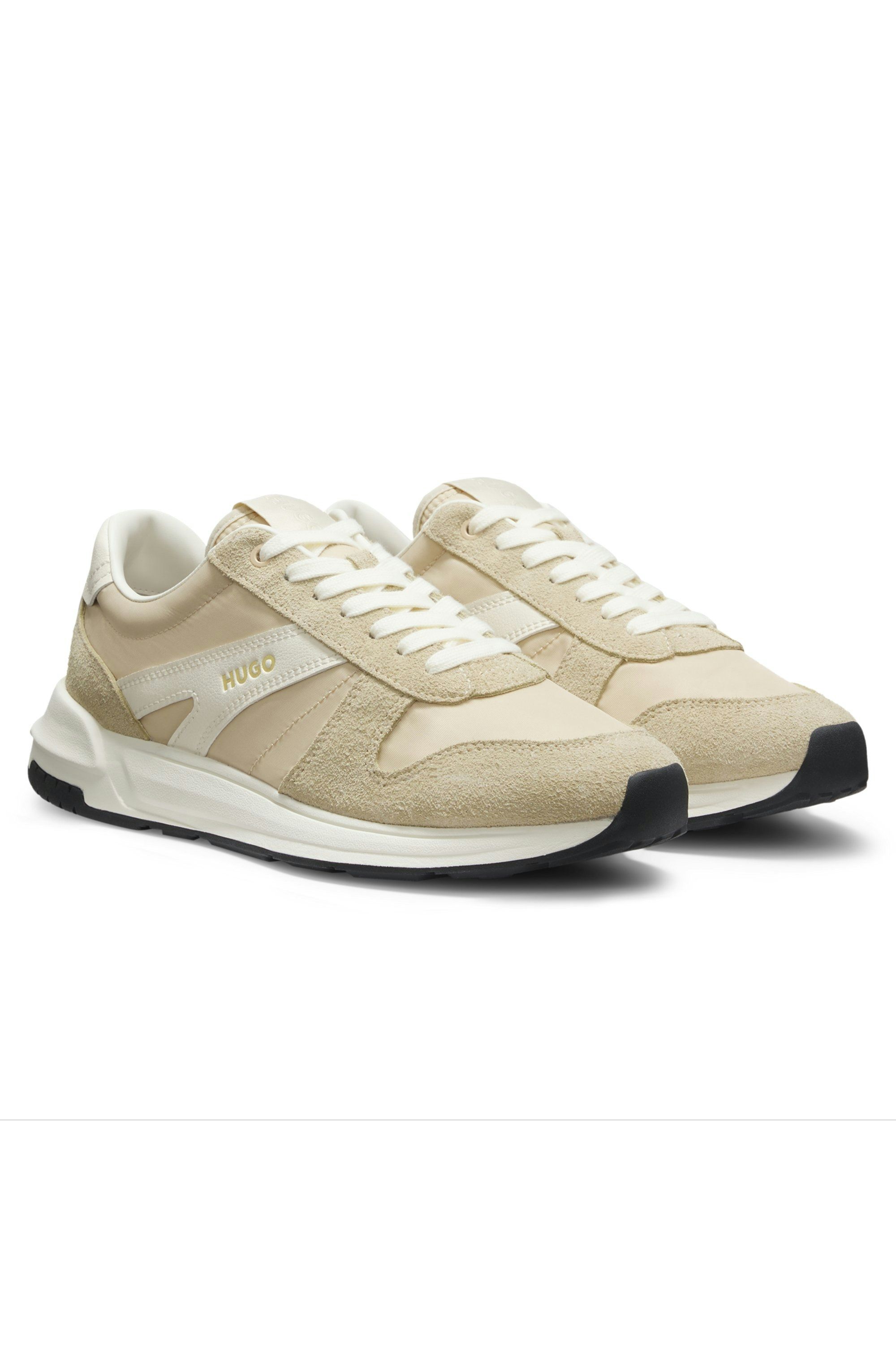 Semišové tenisky s detaily loga - Open Beige