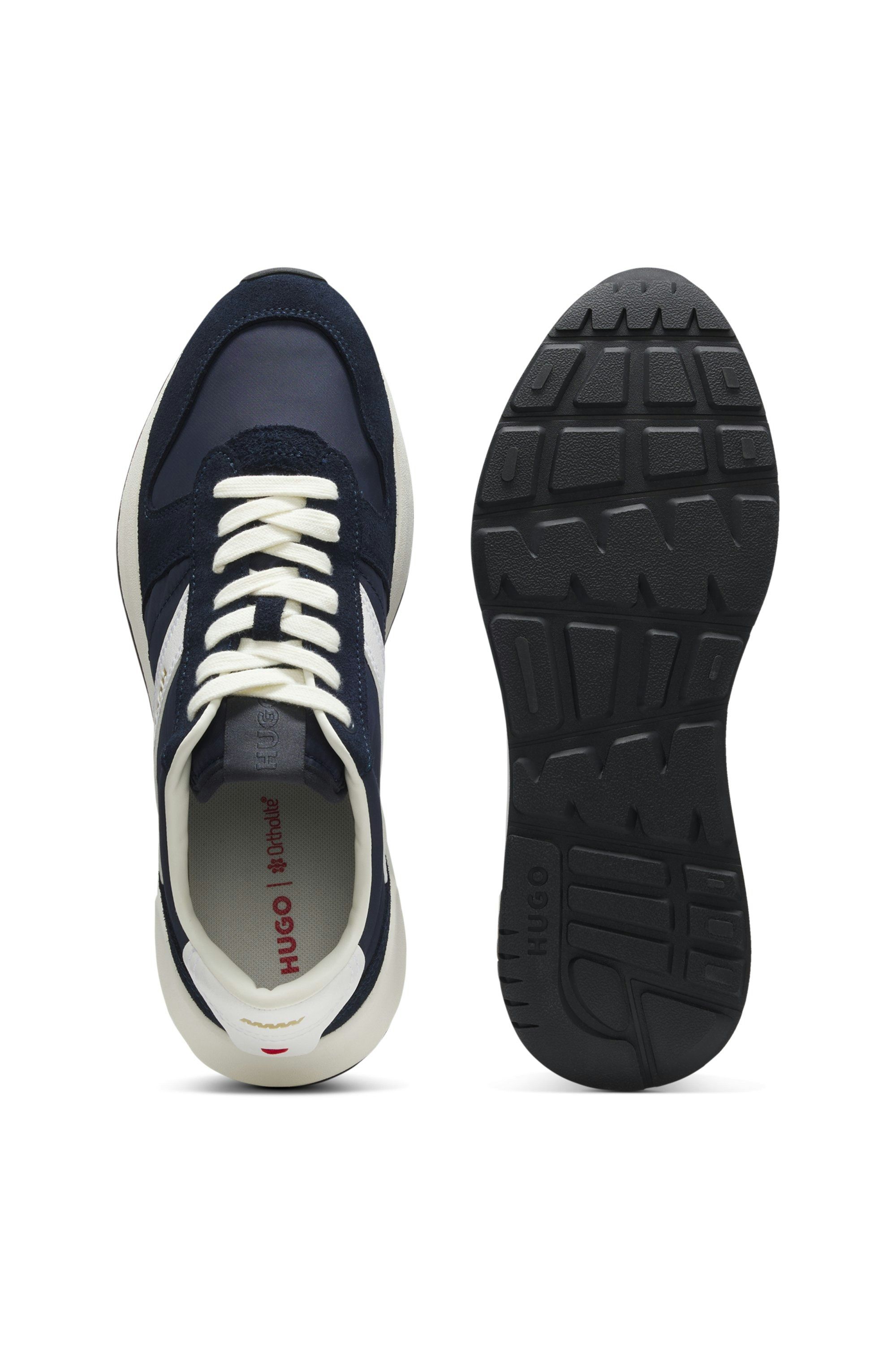 Semišové tenisky s detaily loga - Dark Blue