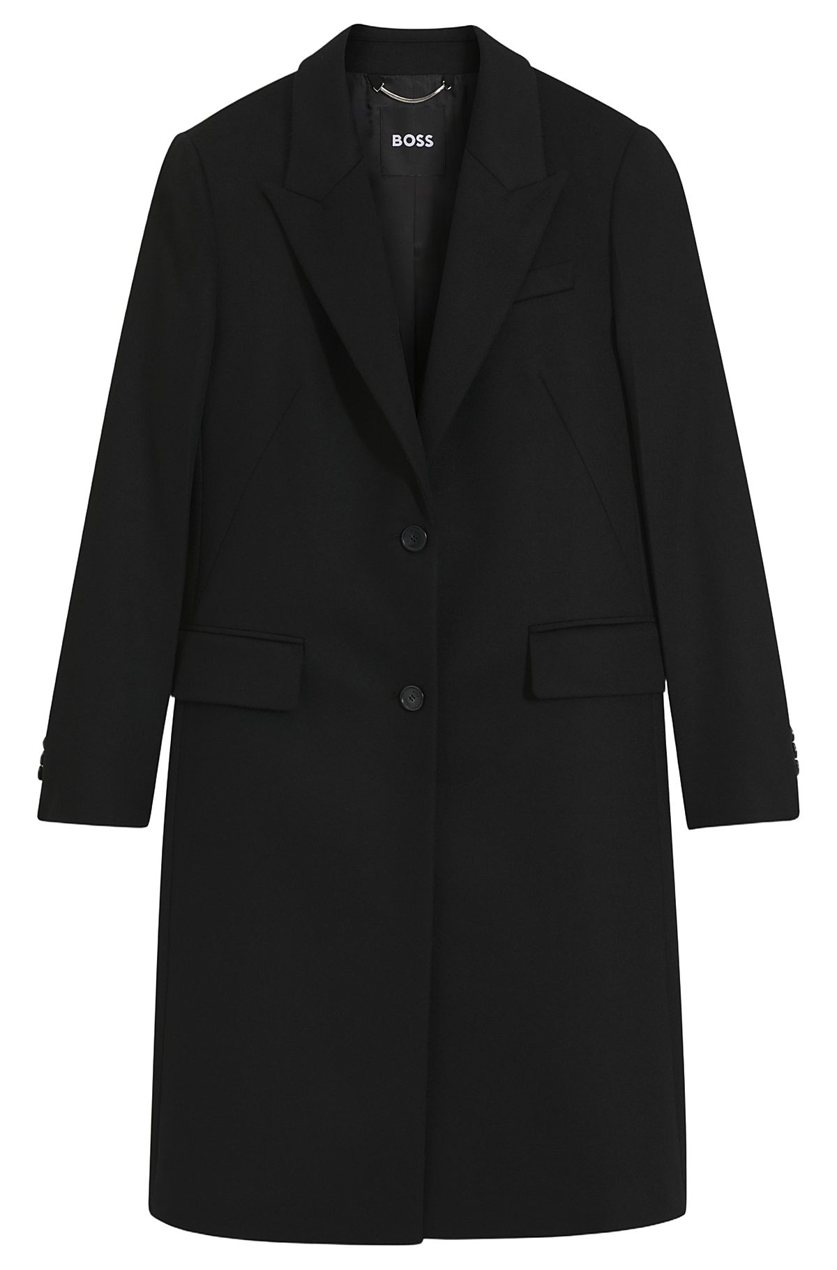 Elegantní vlněný kabát BOSS - Black