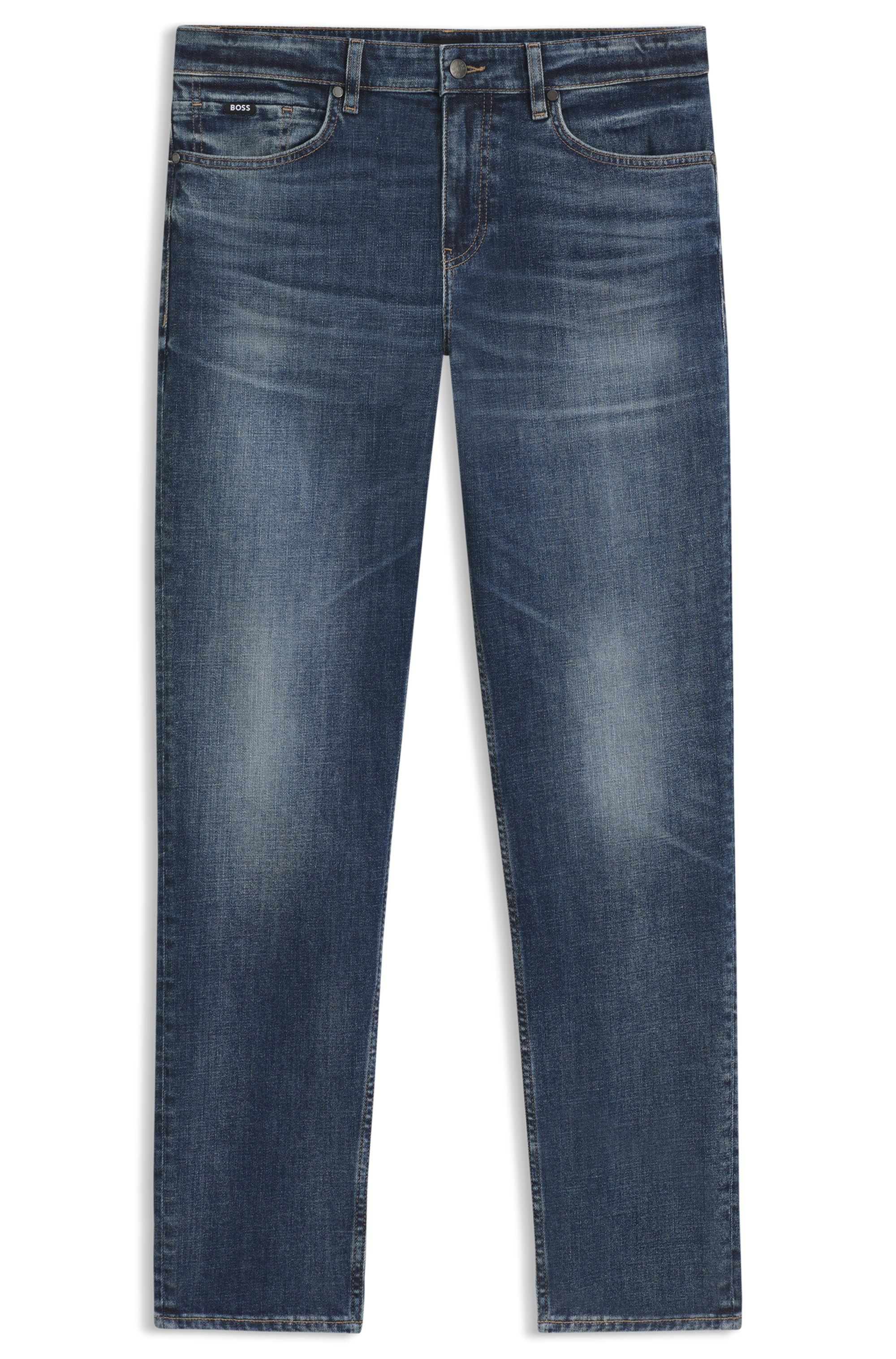 Džíny Maine regular fit z modrého pohodlného strečového denimu - Navy