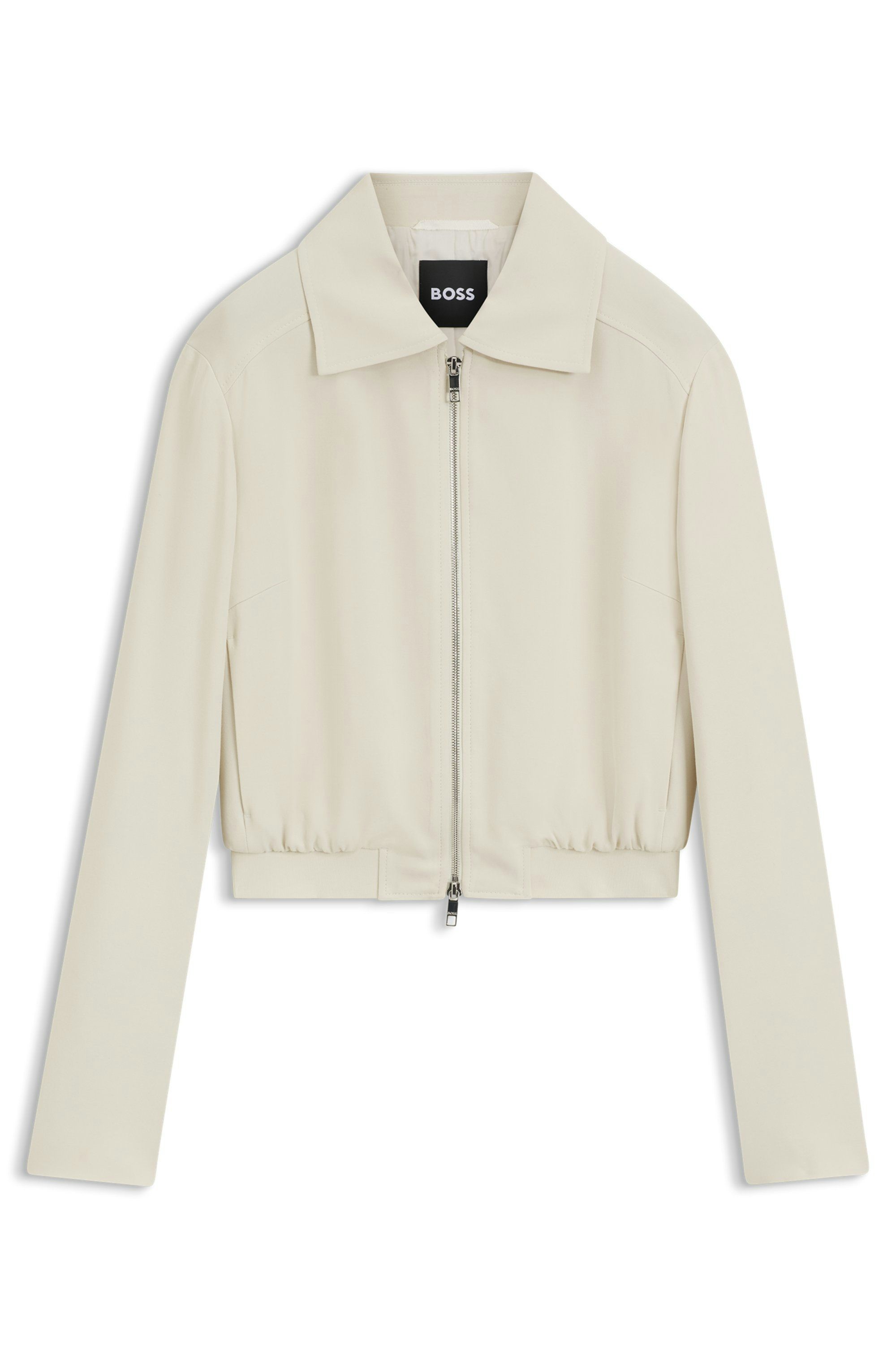 Bunda regular střihu na zip z krepové tkaniny - Open White