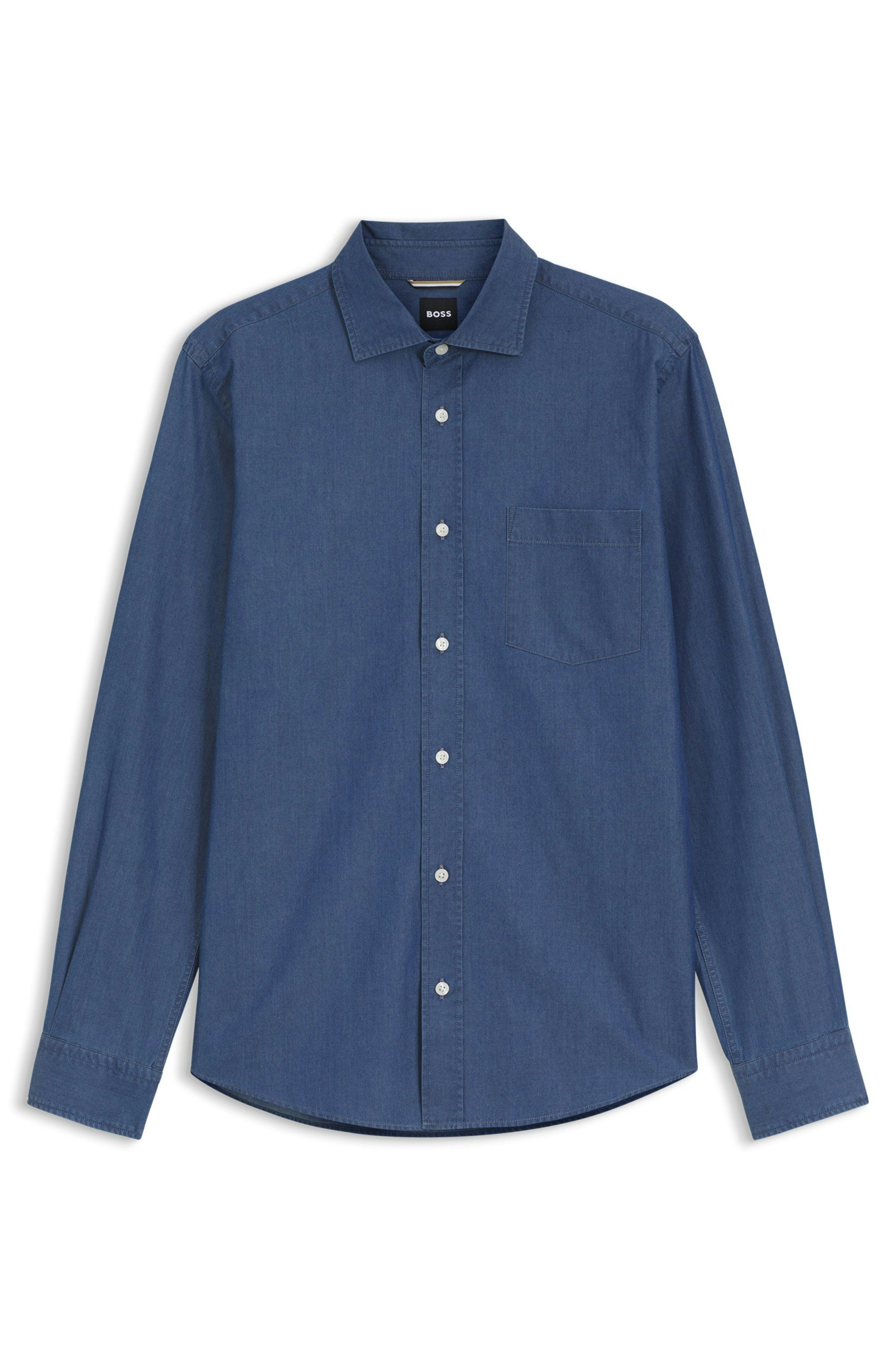 Košile ležérního střihu z denimu s pranou bavlnou - Open Blue