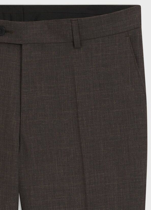 Oblekové kalhoty BOSS BY BECKHAM slim fit z vlněné směsi - Dark Brown - galerie #1