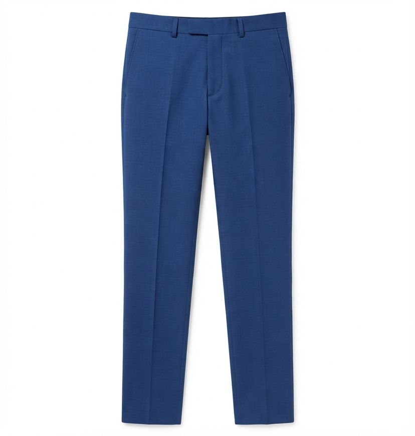 Kalhoty slim fit z panenské vlny serge - Open Blue