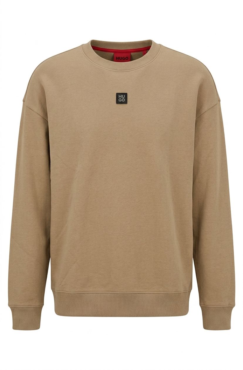 Mikina z bavlněné směsi s nášivkou s logem - Beige Overflow