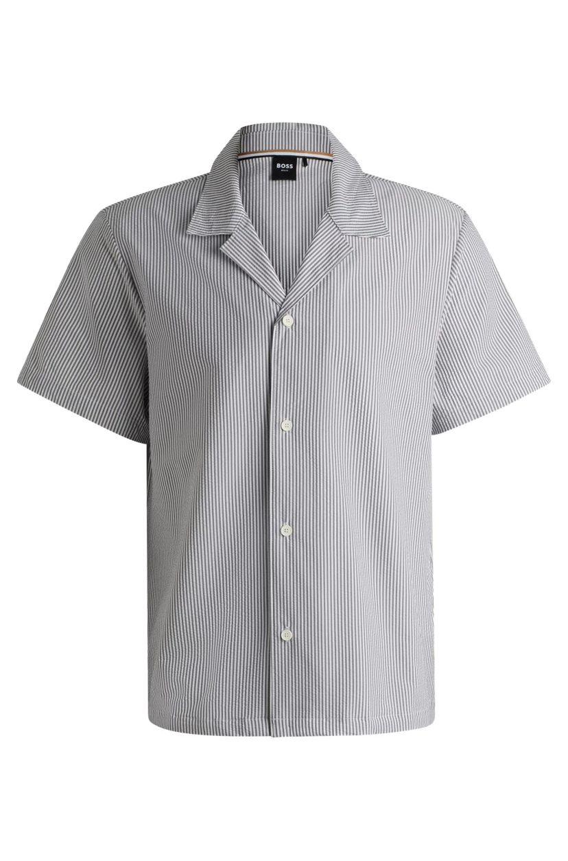 Košile regular střihu z tkaniny seersucker - Navy