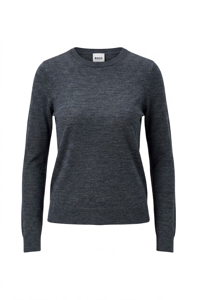 Svetr slim fit z merino vlny - Dark Grey