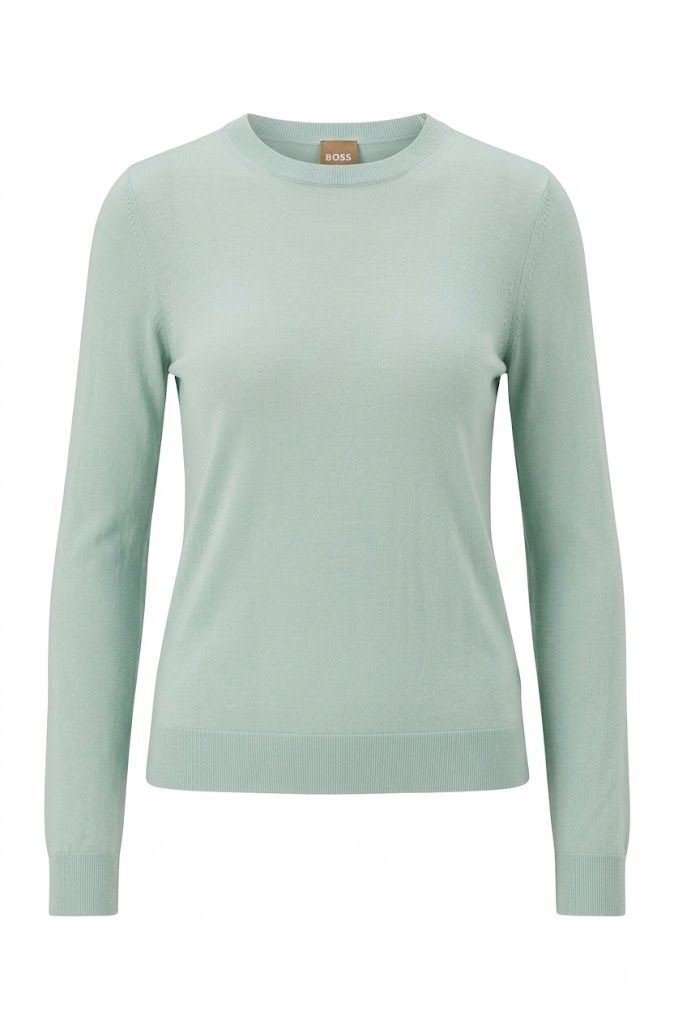 Svetr slim fit z merino vlny - Light/Pastel Green