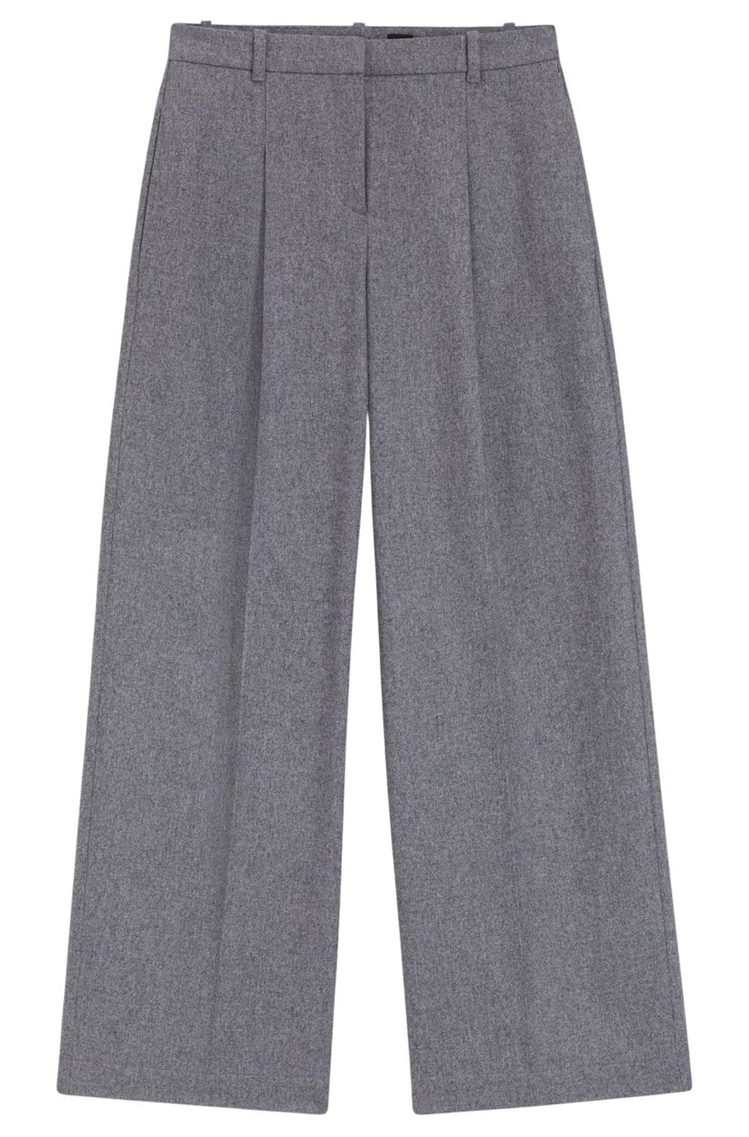 Široké kalhoty regular střihu z jemného flanelu - Light/Pastel Grey