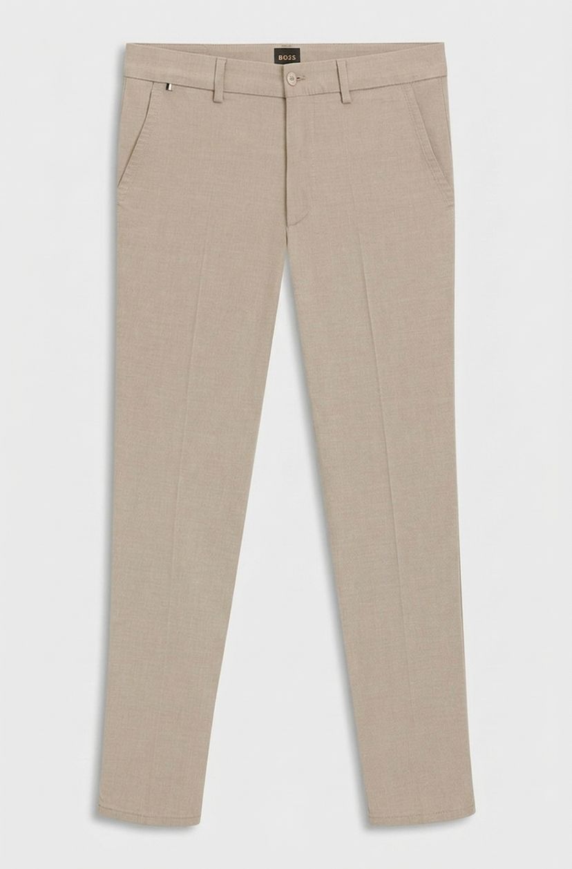 Kalhoty Maine regular střihu ze strečové bavlny dobby - Dark Beige