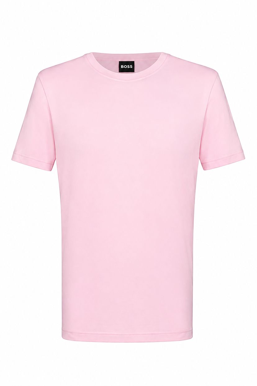 Tričko regular střihu z bavlny a lnu - Open Pink
